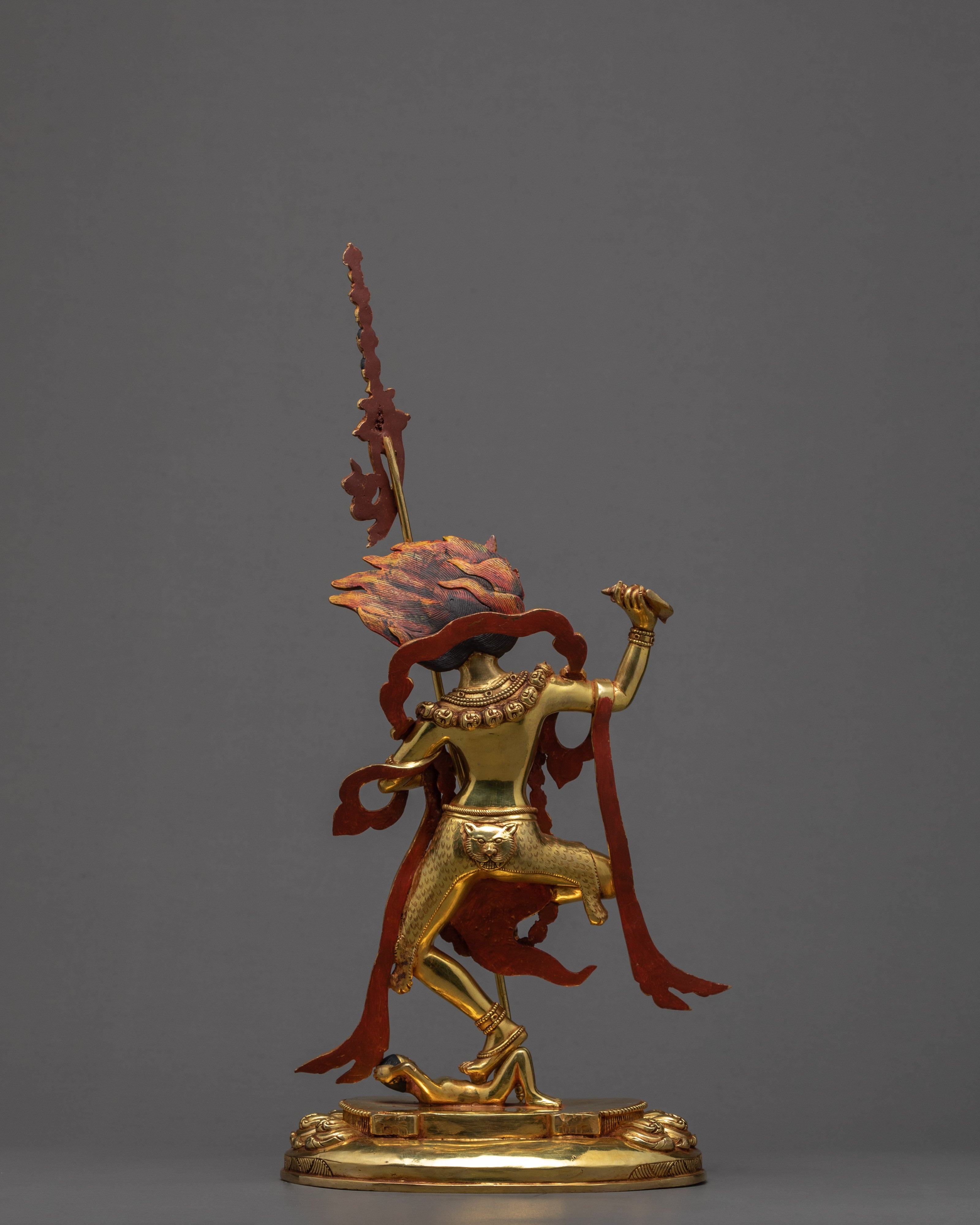 Dakini Simhamukha Statue | Tibetan Gold Gilded Sculpture Art