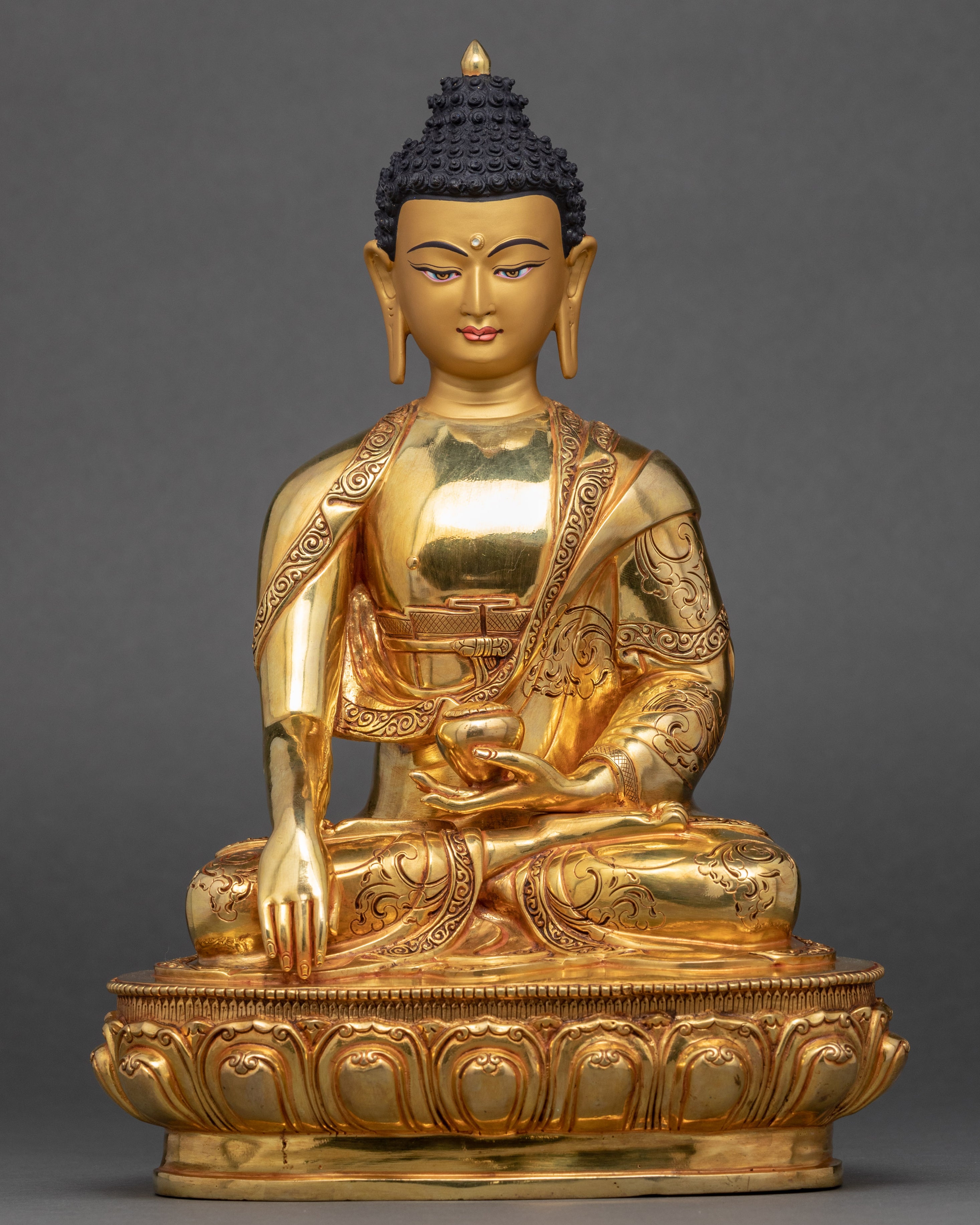 gautama buddha gold plated sculpture