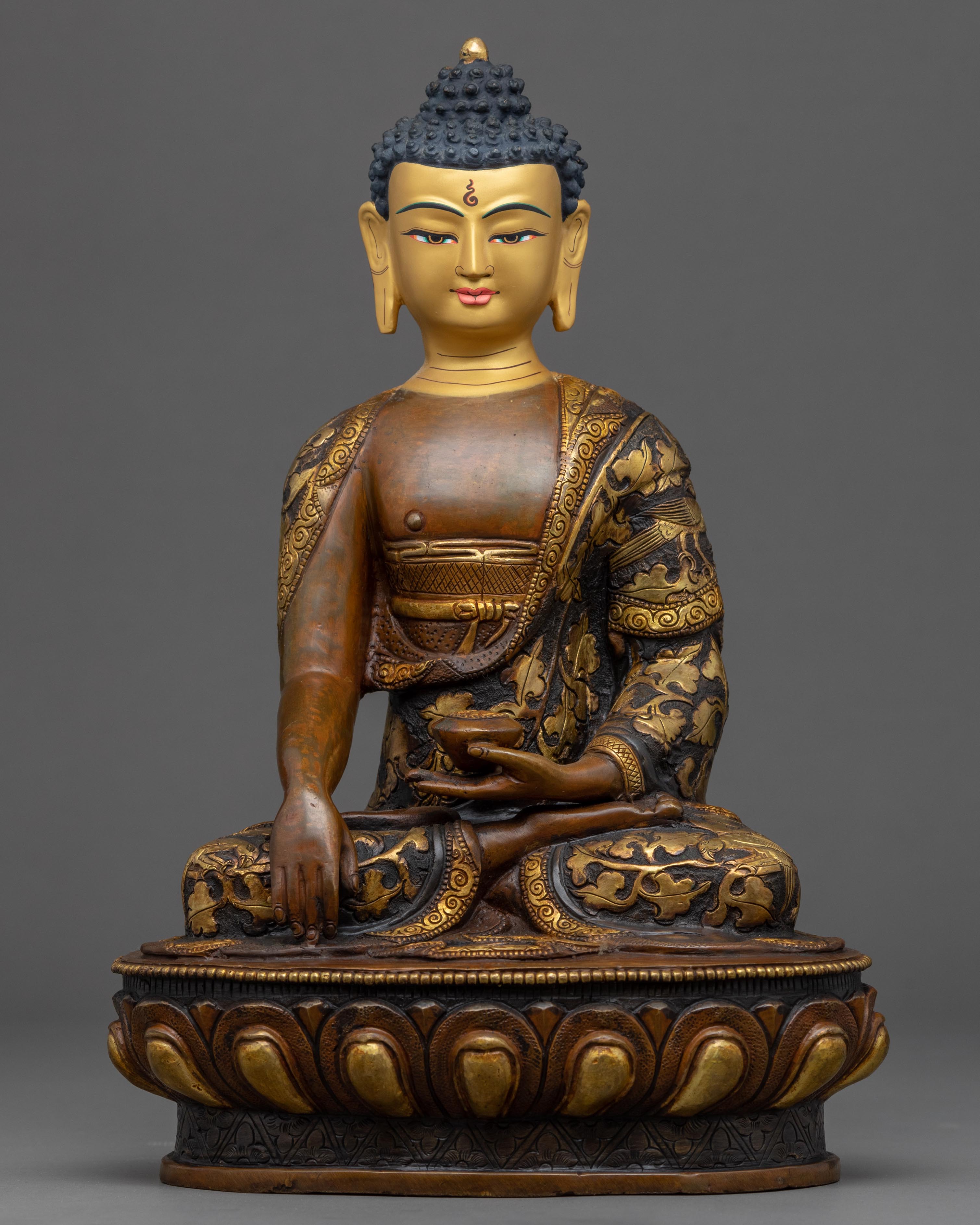 Shakyamuni Buddha Sitting on a Lotus | Traditional Himalayan Statue