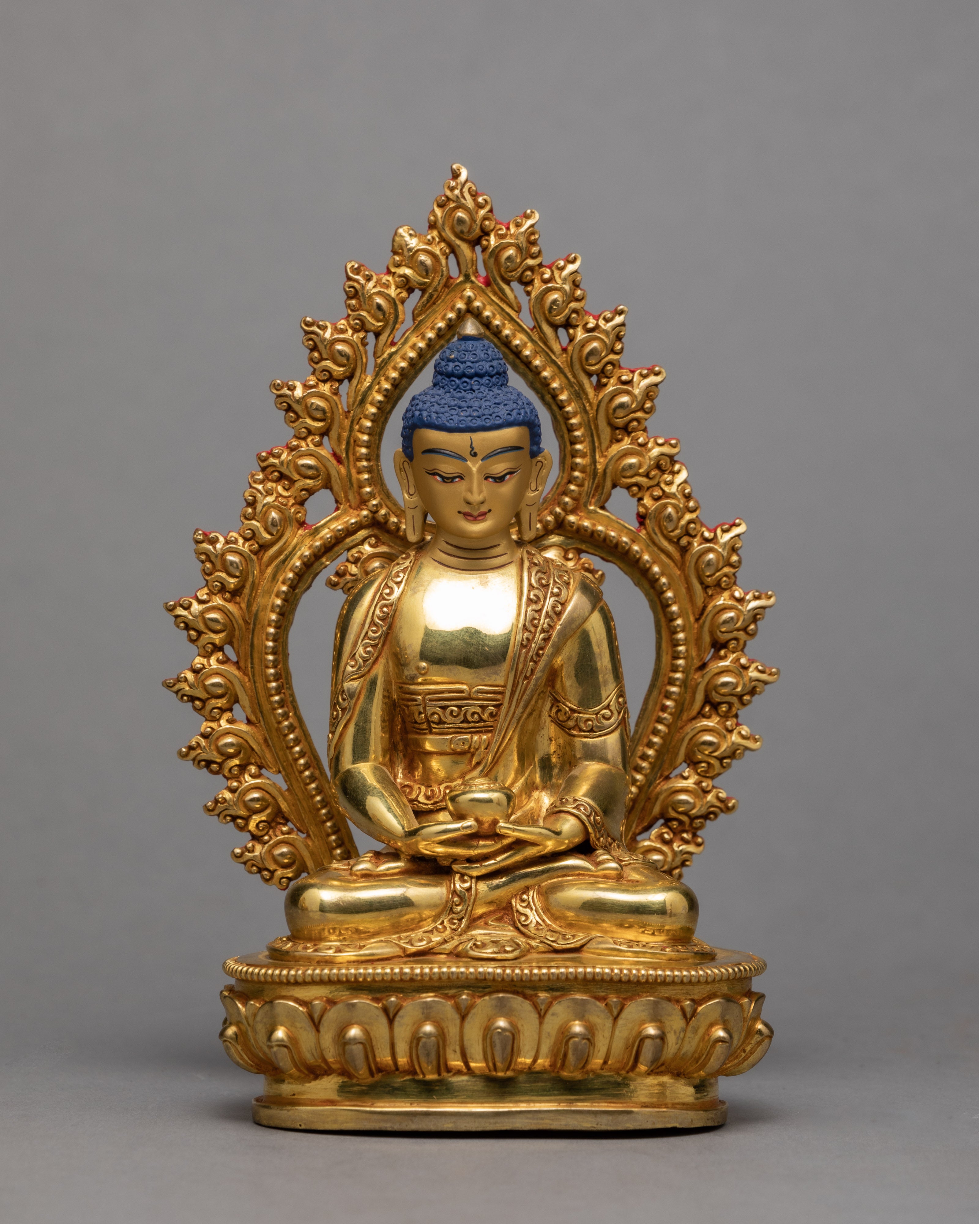 Three Buddha Statue | Tibetan Art Plated with Gold
