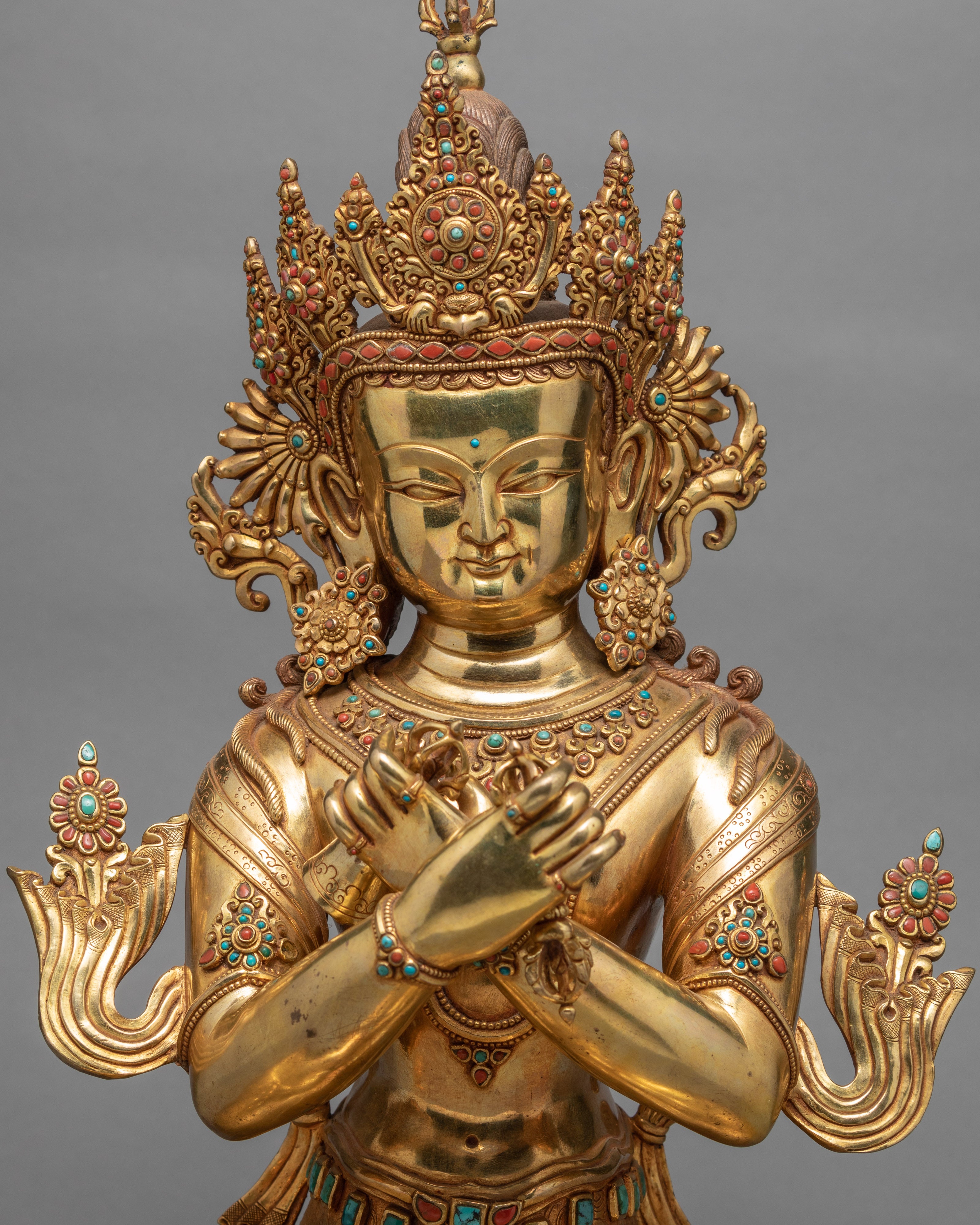 Rare Vajradhara Statue | Handmade Dorje Chang Statue | Hand Carved 24k Gold Gilded