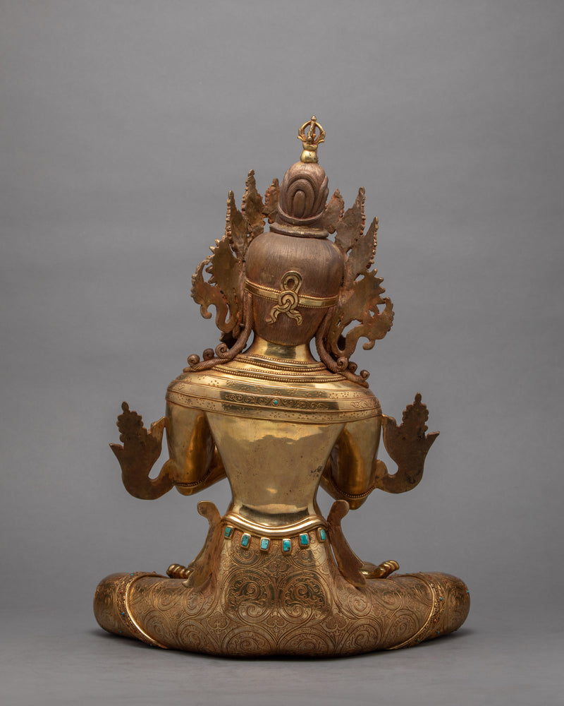 Rare Vajradhara Statue | Handmade Dorje Chang Statue | Hand Carved 24k Gold Gilded