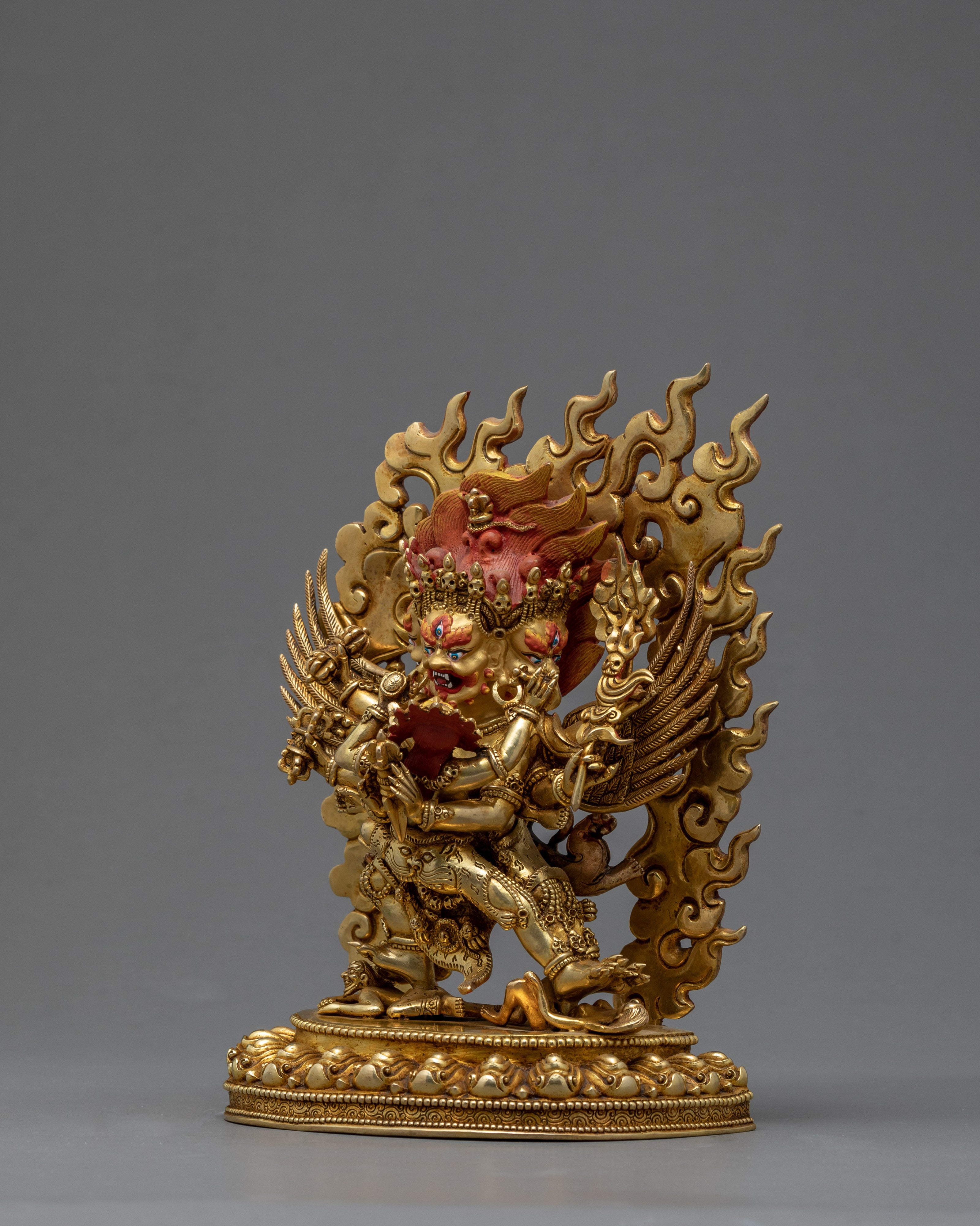 Vajrakilaya With Consort | Nyingma Yidam Statue | Gilded In 24k Gold