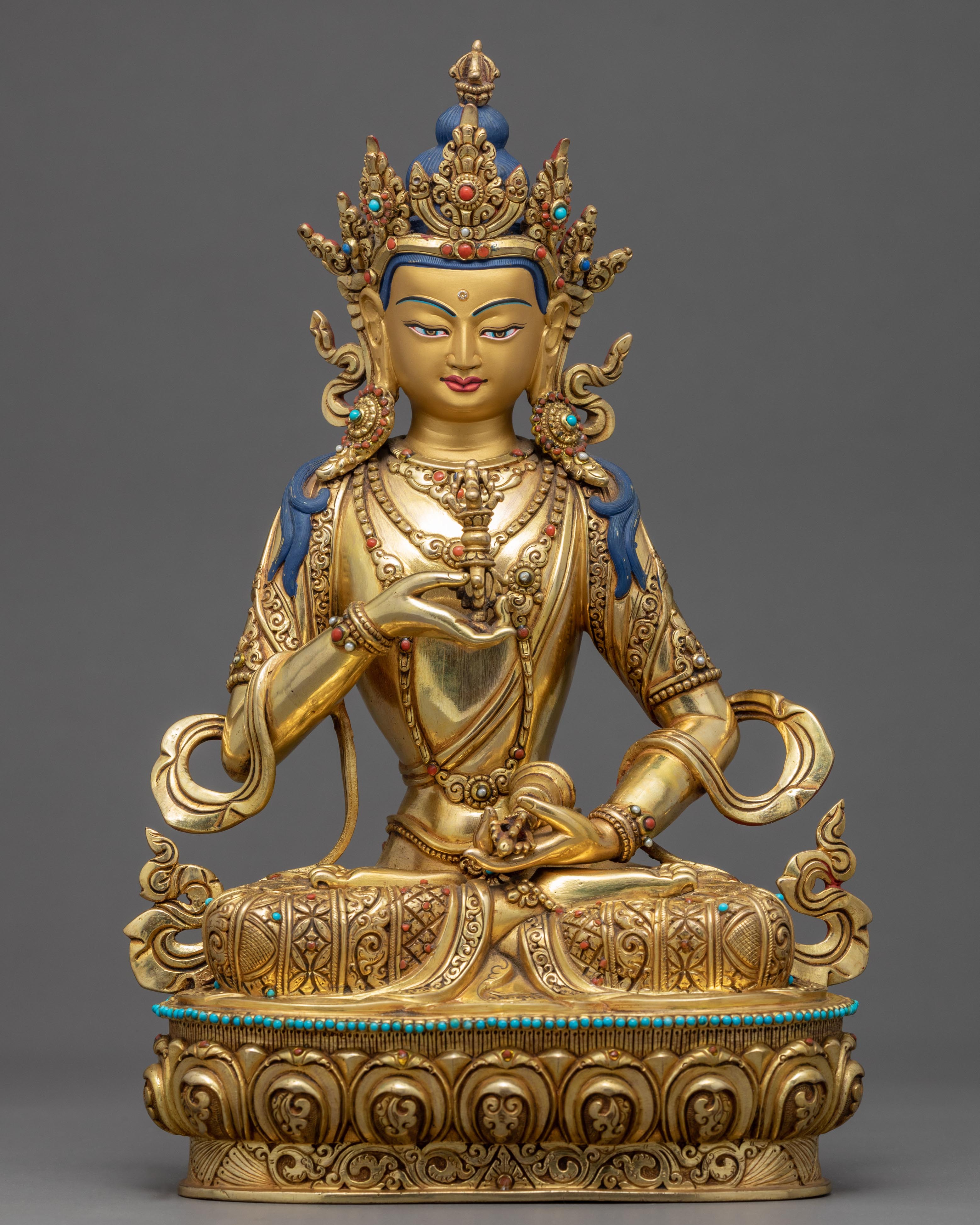 Guru Vajrasattva Sculpture | Gold Gilded Traditional Vajrasattva Art
