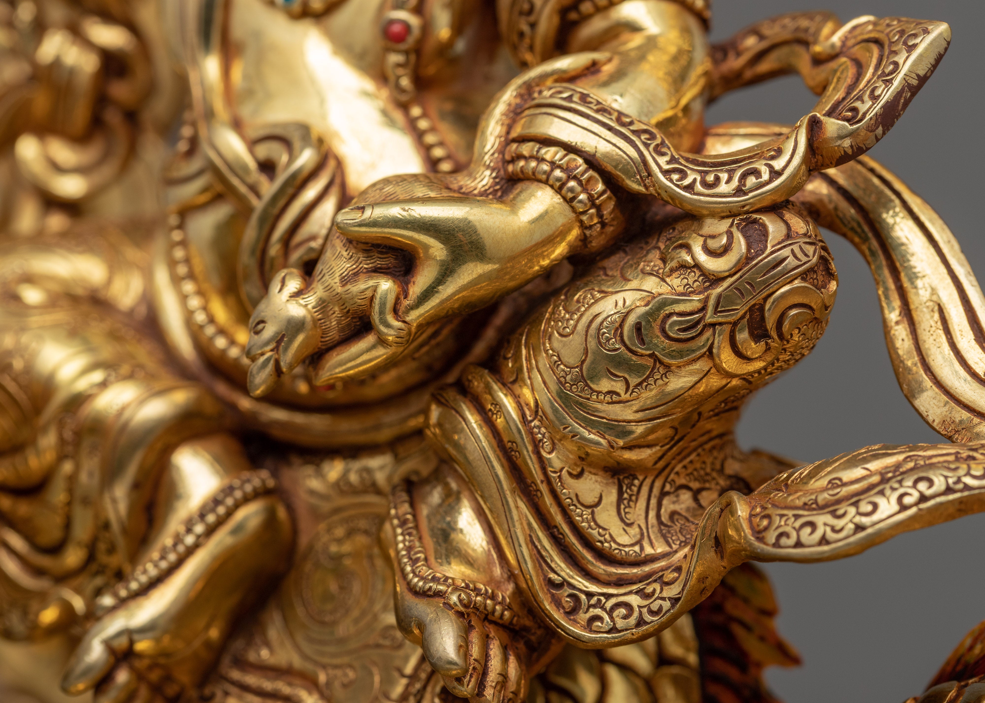 White Dzambhala Statue | Traditionally Hand Carved Wealth Deity