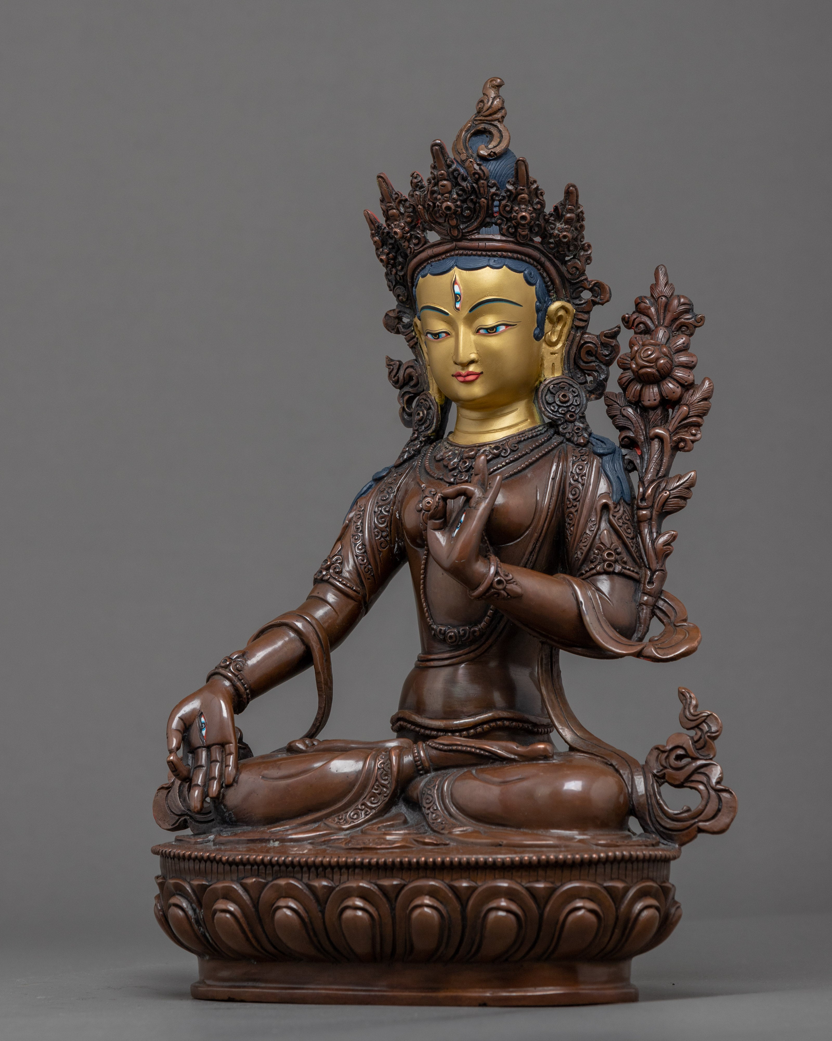 Buddhist White Tara Sculpture | Traditional Tibetan Buddhist Deity