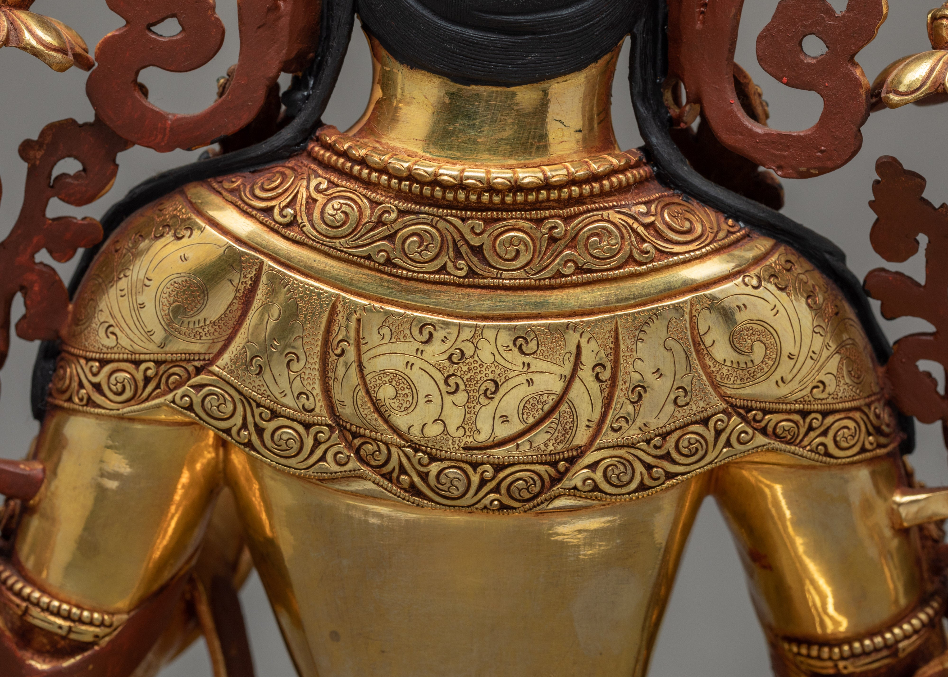 White Tara Statue | Gold Gilded Tibetan Female Buddha