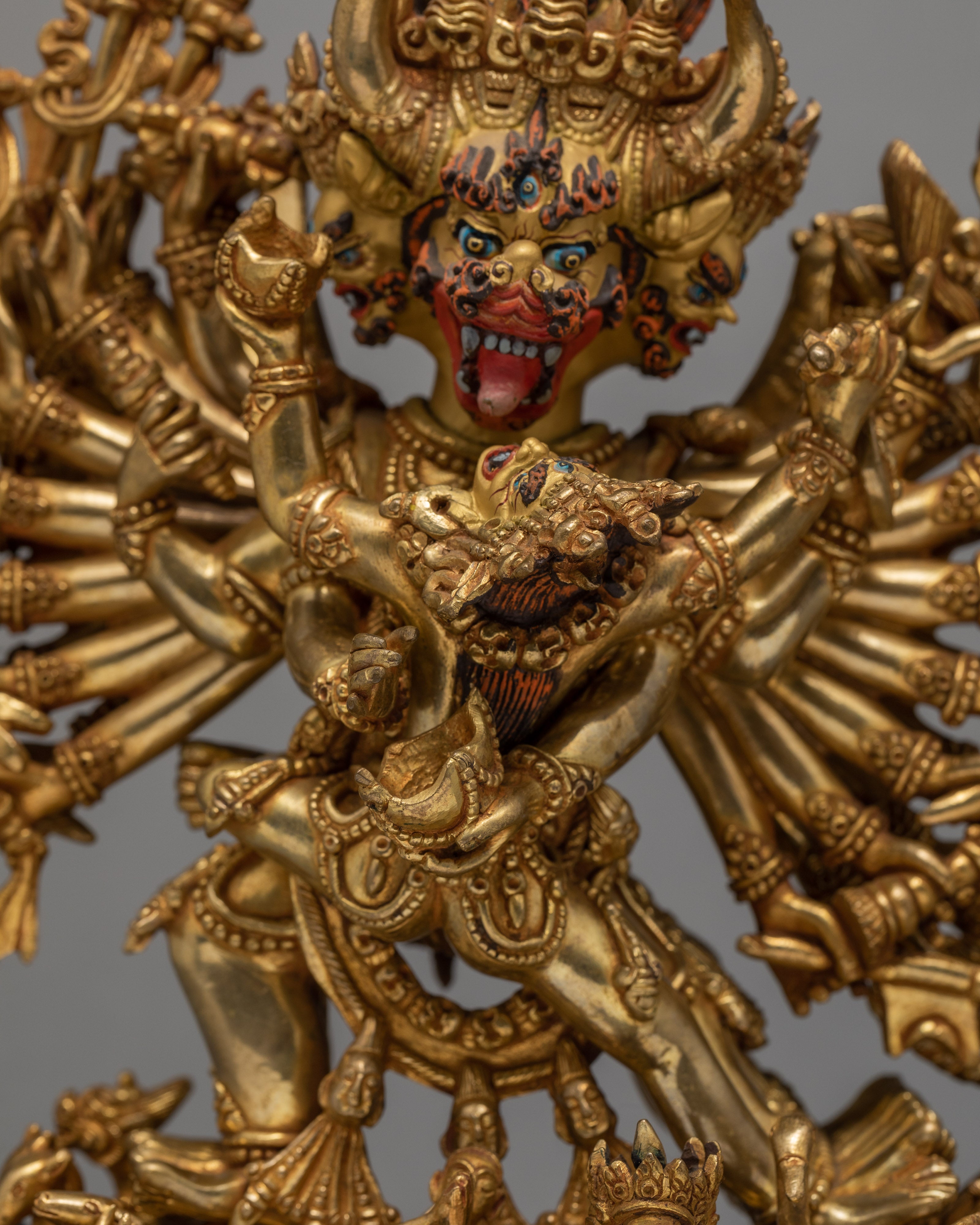 Yamantaka Statue | Buddhist Wrathful Deity | Exquisite Gold Statue