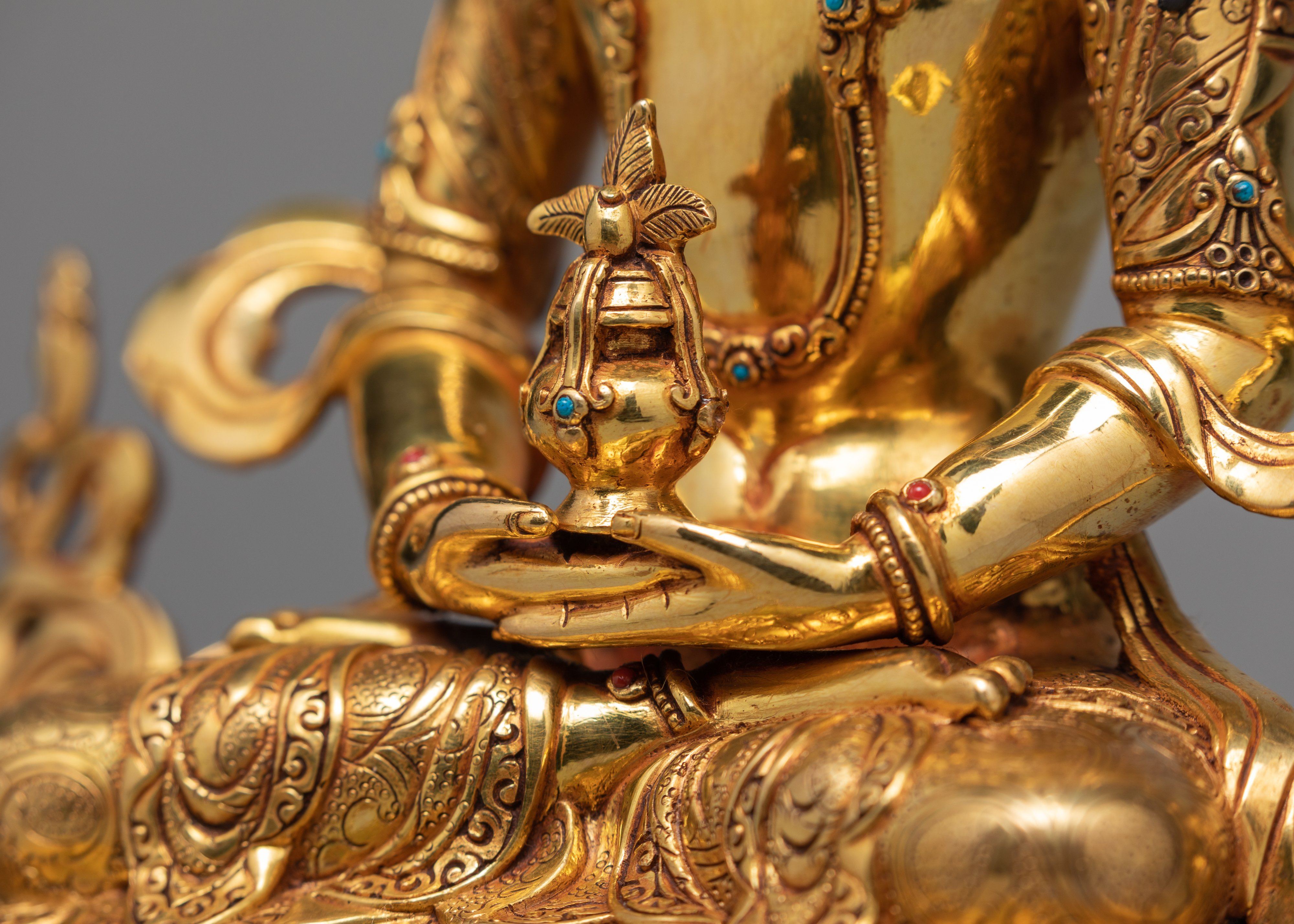 Amitayus Buddha, 24K Gold Gilded Amitayus Statue, Traditional Buddhist Art