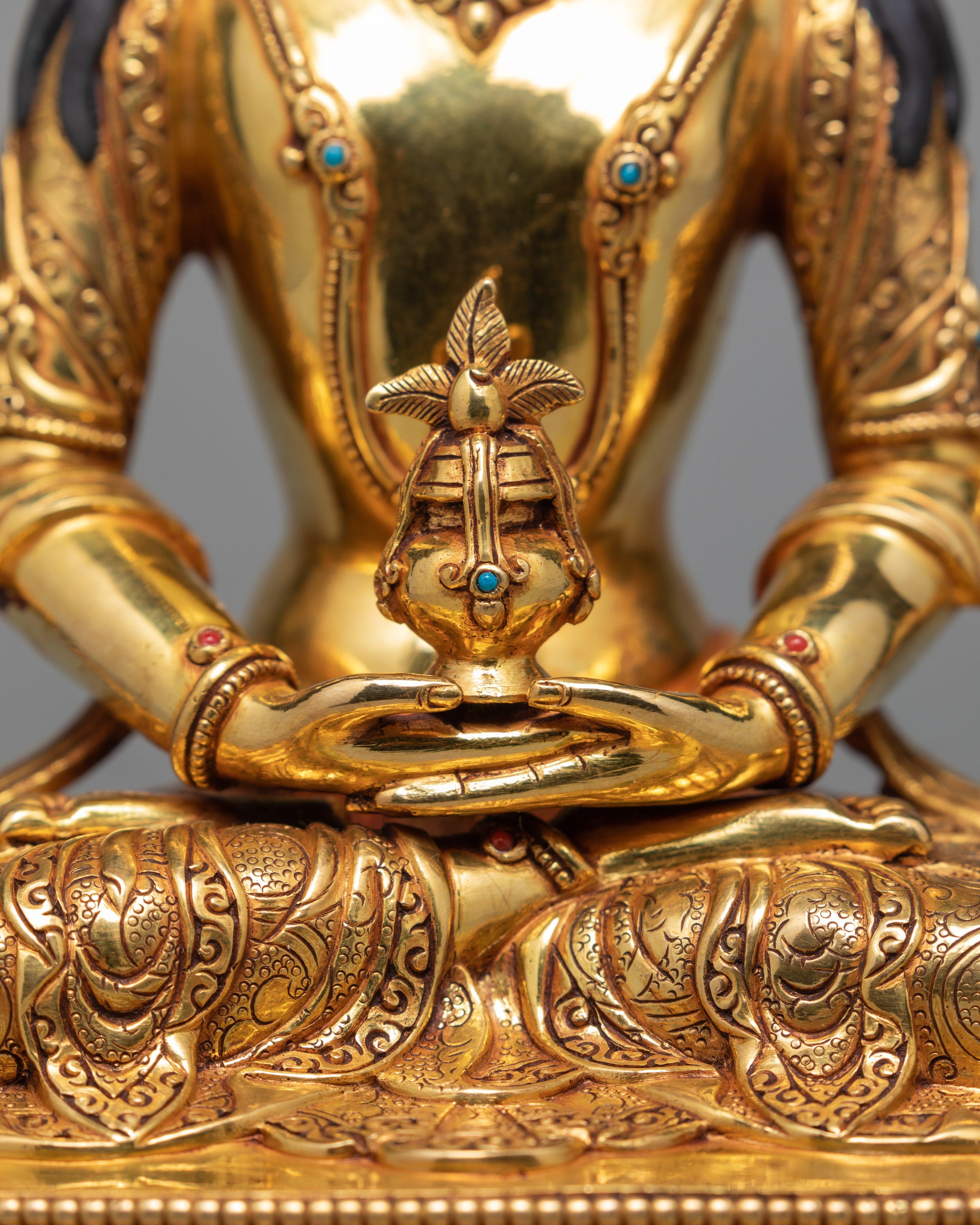 Amitayus Buddha, 24K Gold Gilded Amitayus Statue, Traditional Buddhist Art