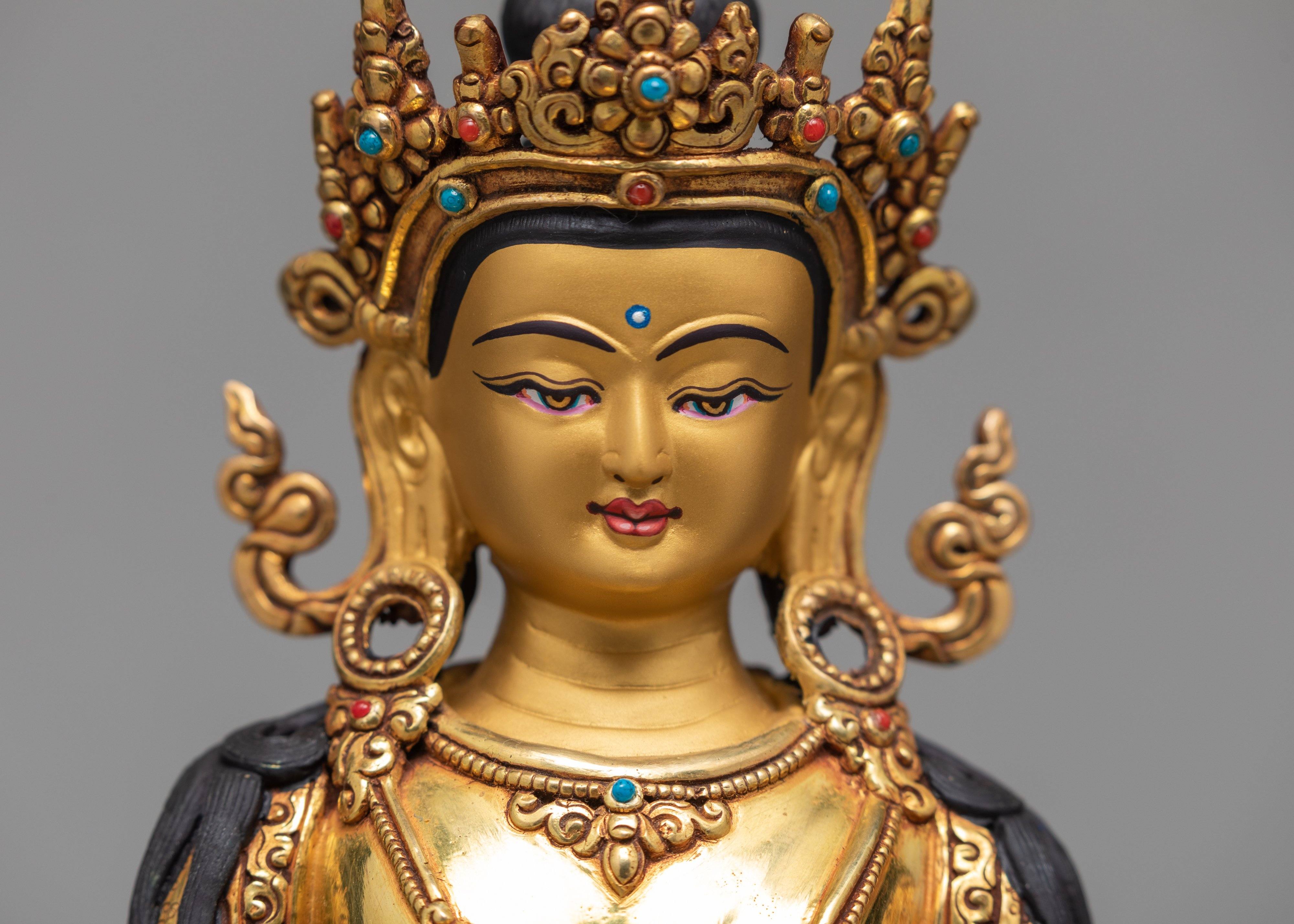Amitayus Buddha, 24K Gold Gilded Amitayus Statue, Traditional Buddhist Art