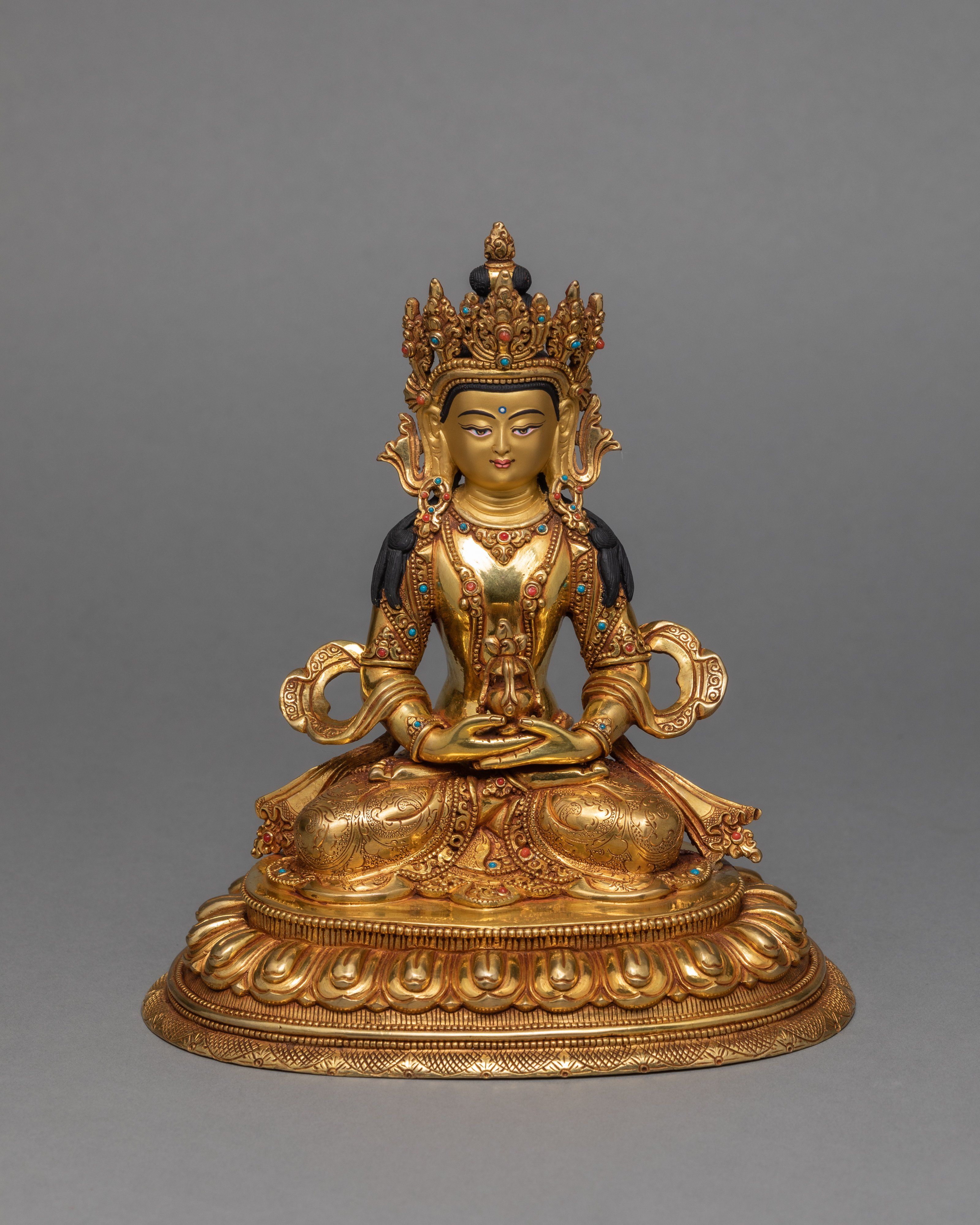 Amitayus Buddha | Handcarved Gold Gilded Statue