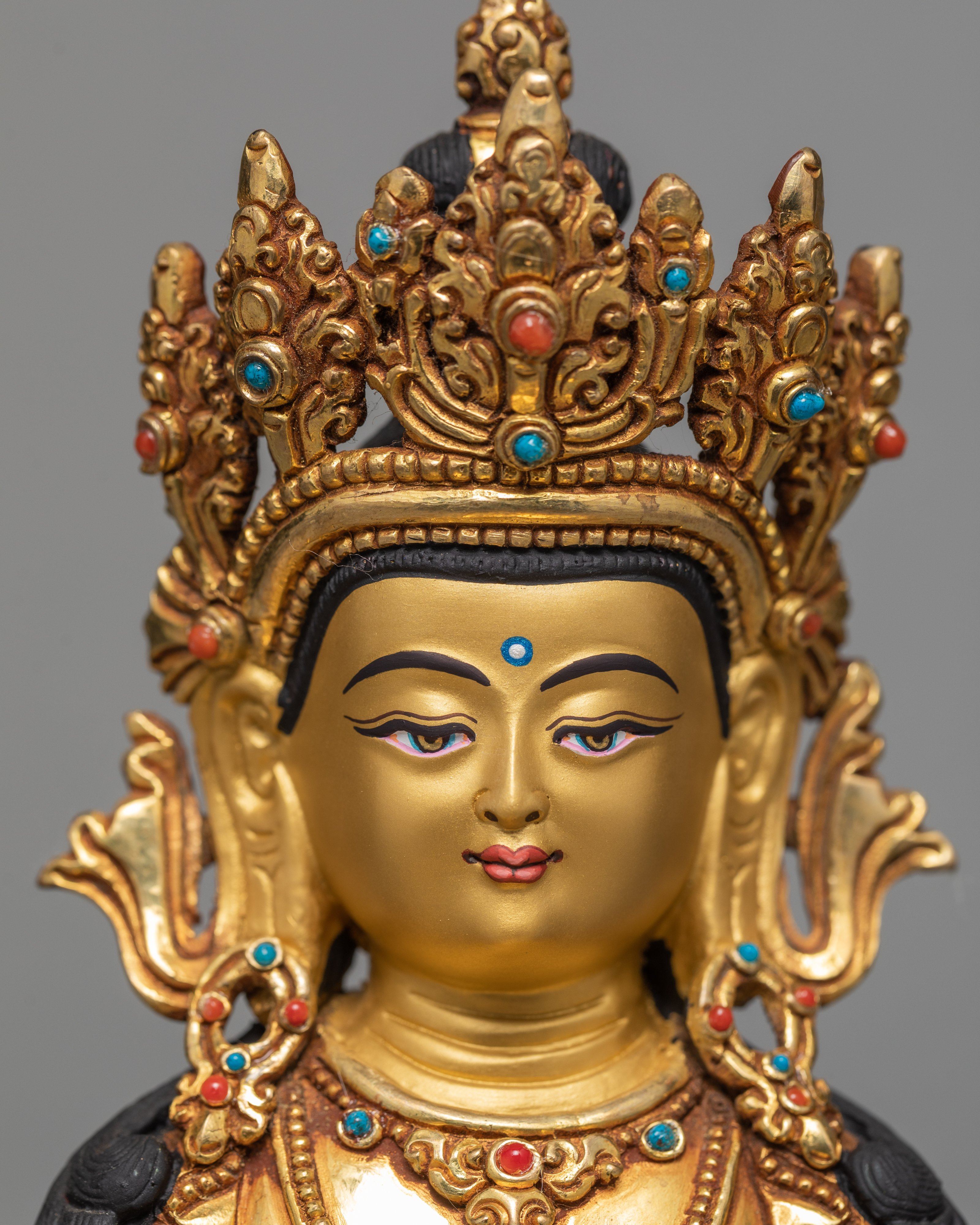 Amitayus Buddha | Handcarved Gold Gilded Statue