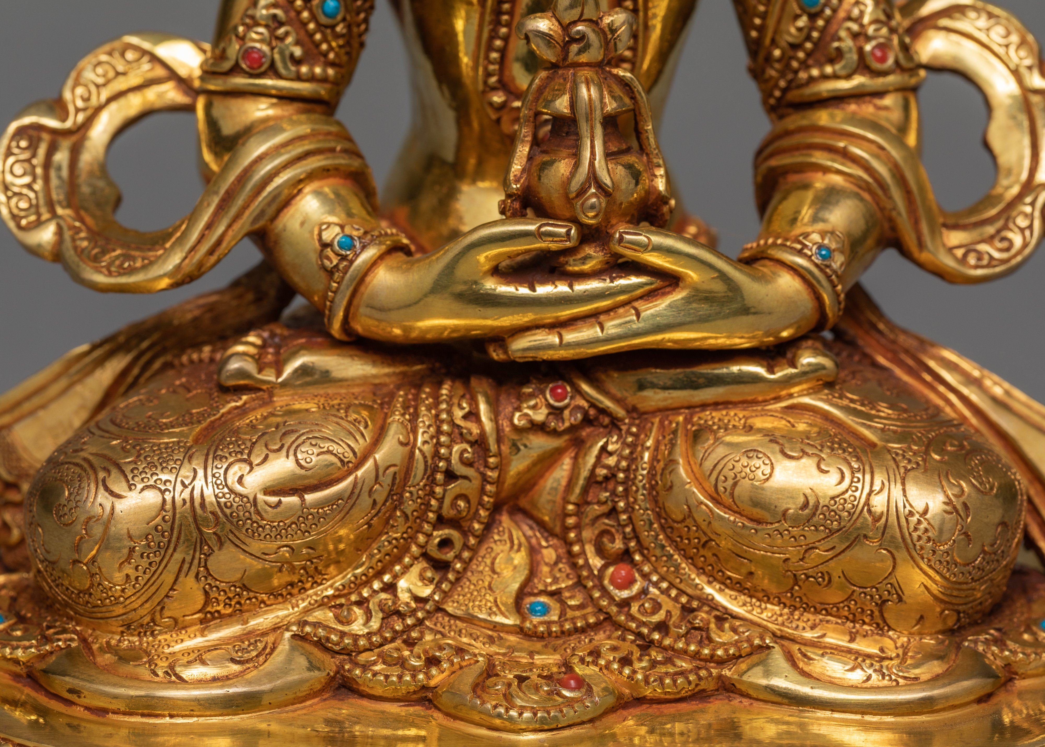 Amitayus Buddha | Handcarved Gold Gilded Statue