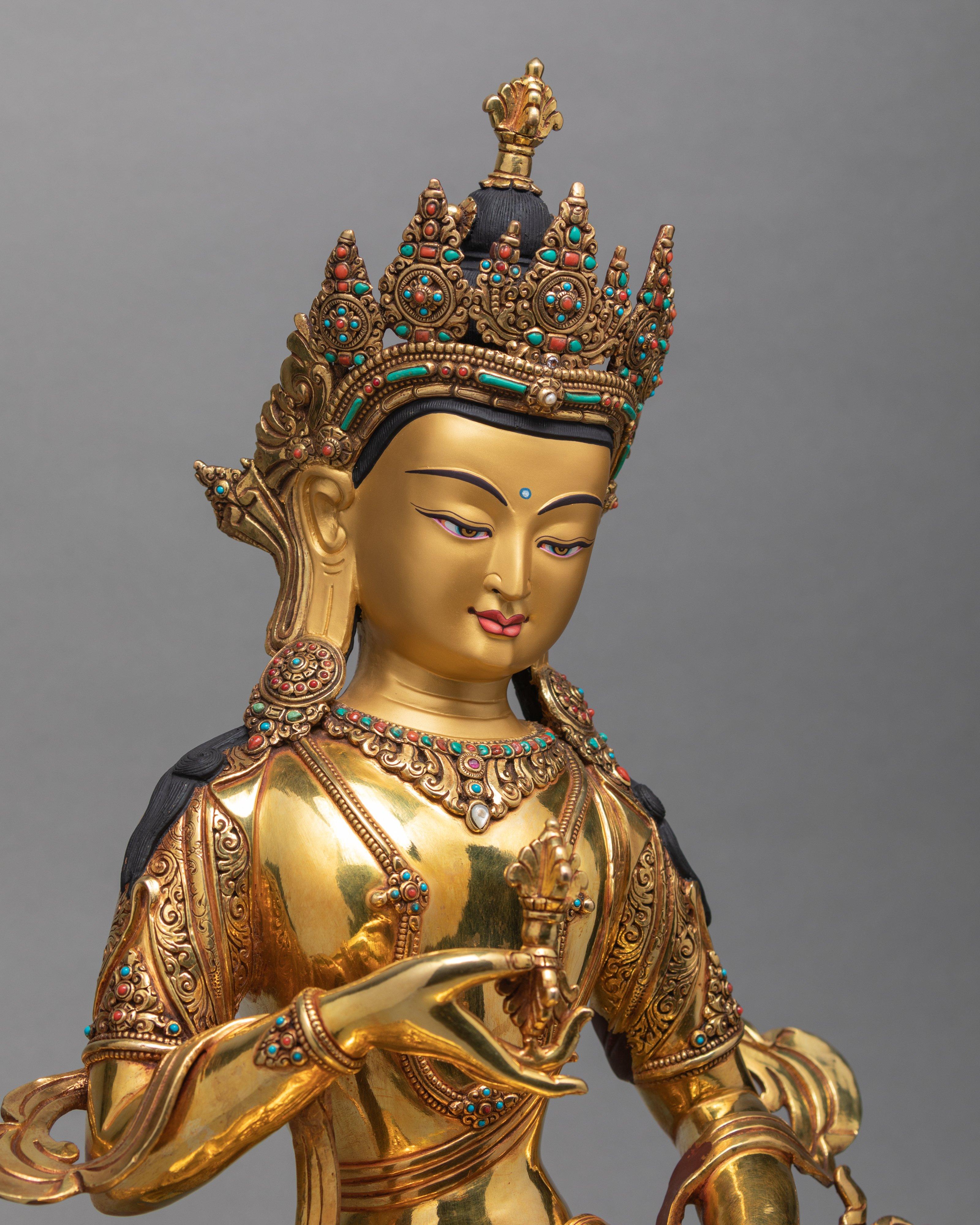 Beautiful, Vajrasattva (Dorje Sempa) 24K Gold Statue