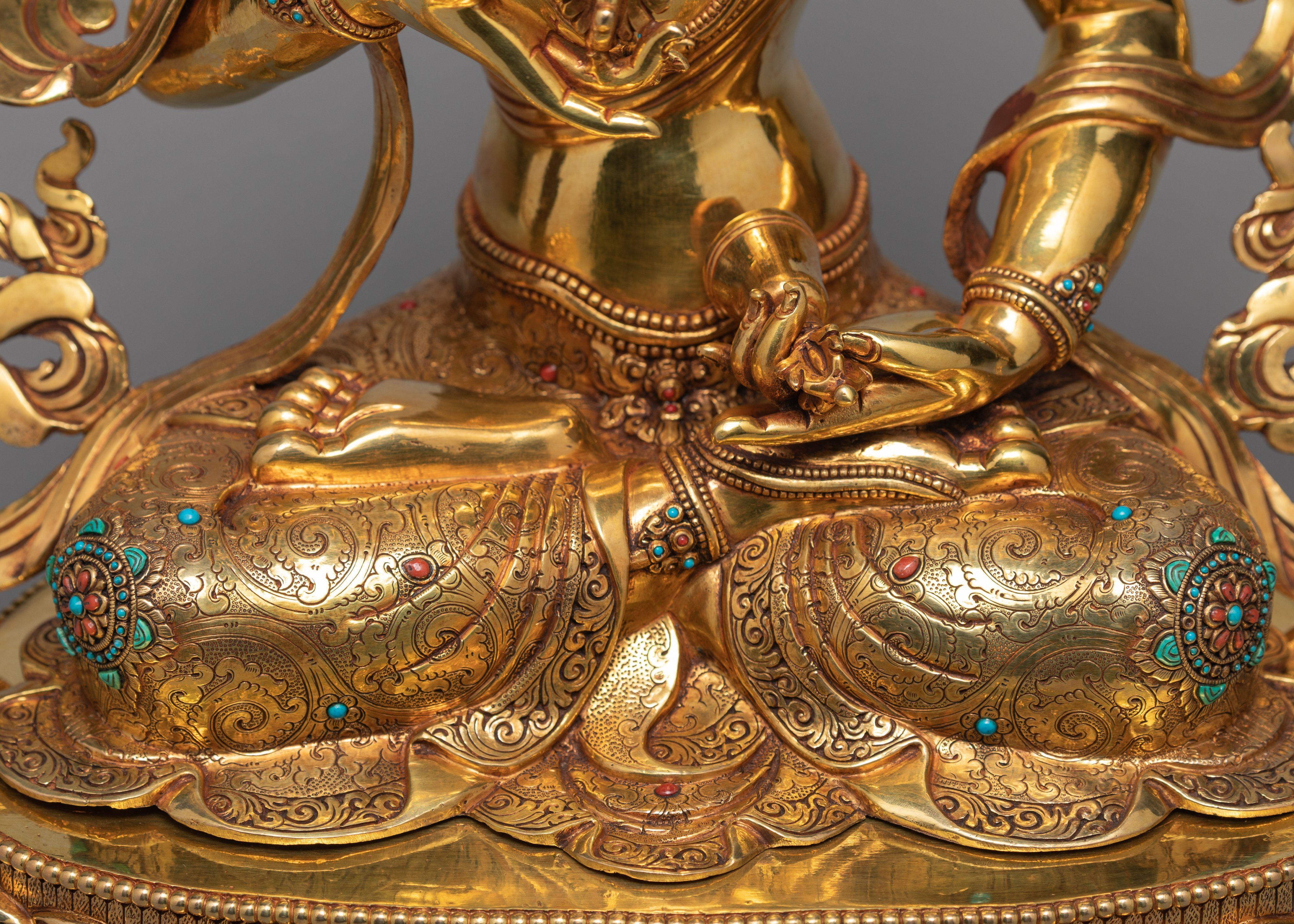 Beautiful, Vajrasattva (Dorje Sempa) 24K Gold Statue