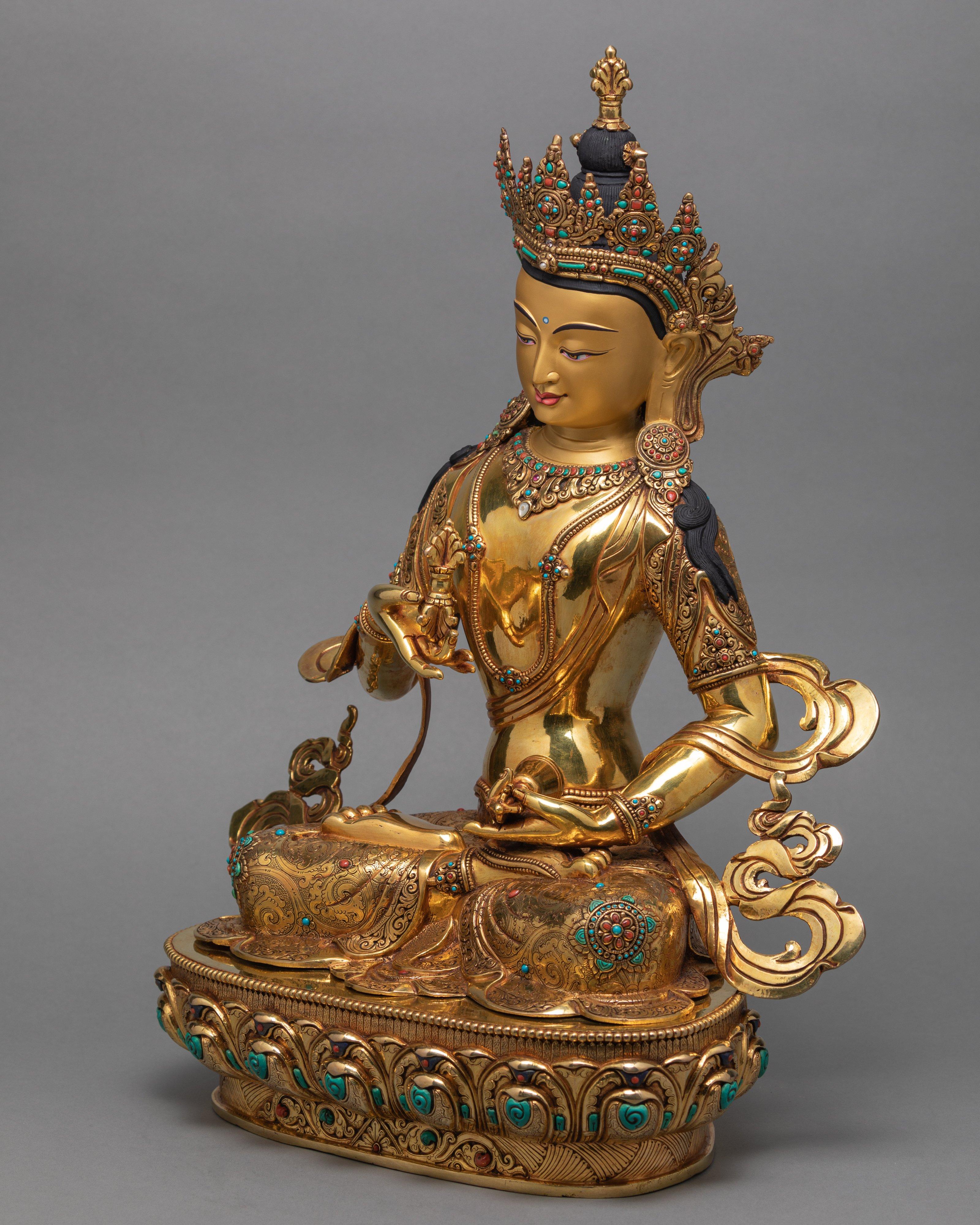 Beautiful, Vajrasattva (Dorje Sempa) 24K Gold Statue