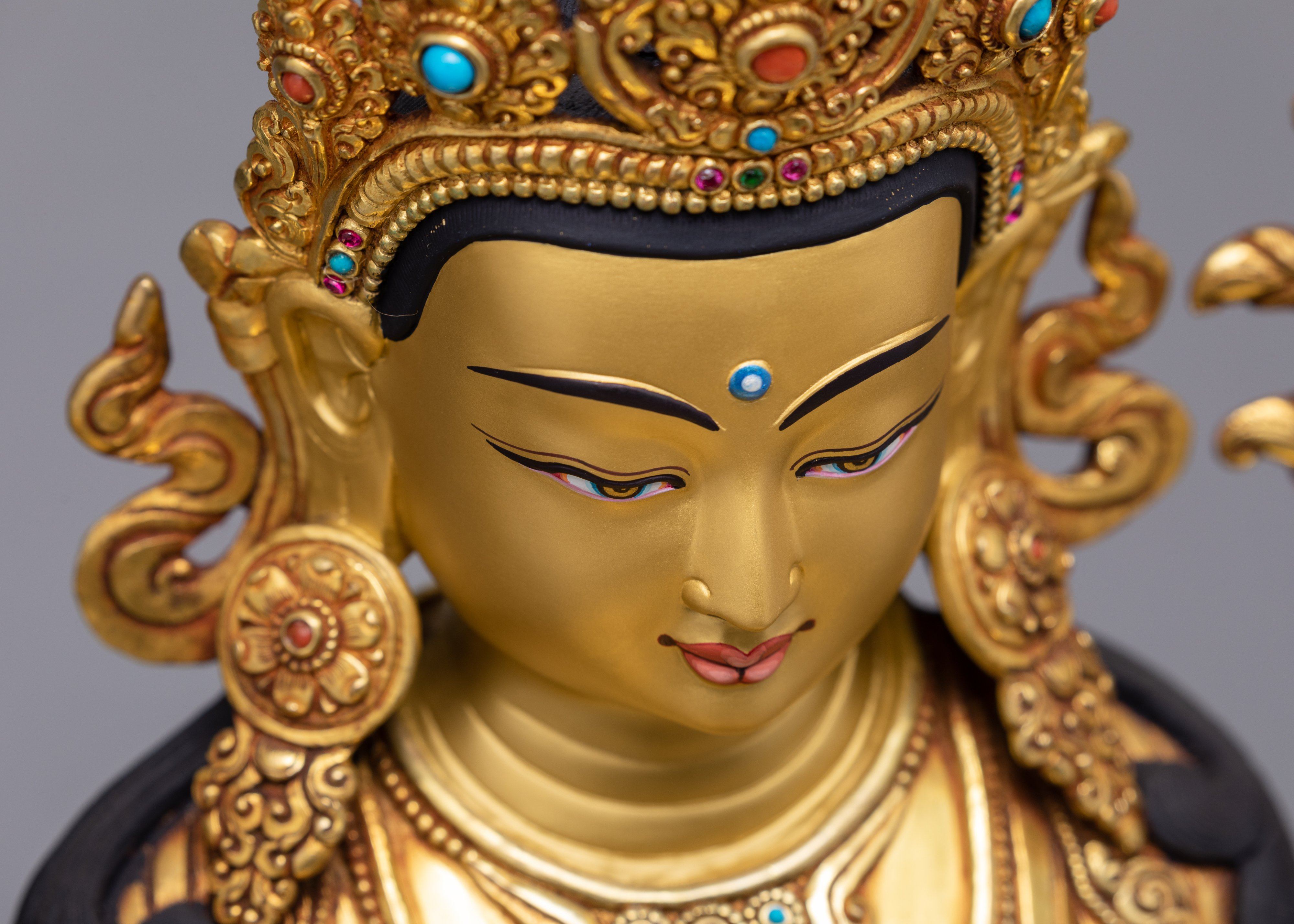 Four Armed Chenrezig | Traditionally Hand Carved Bodhisattva Statue