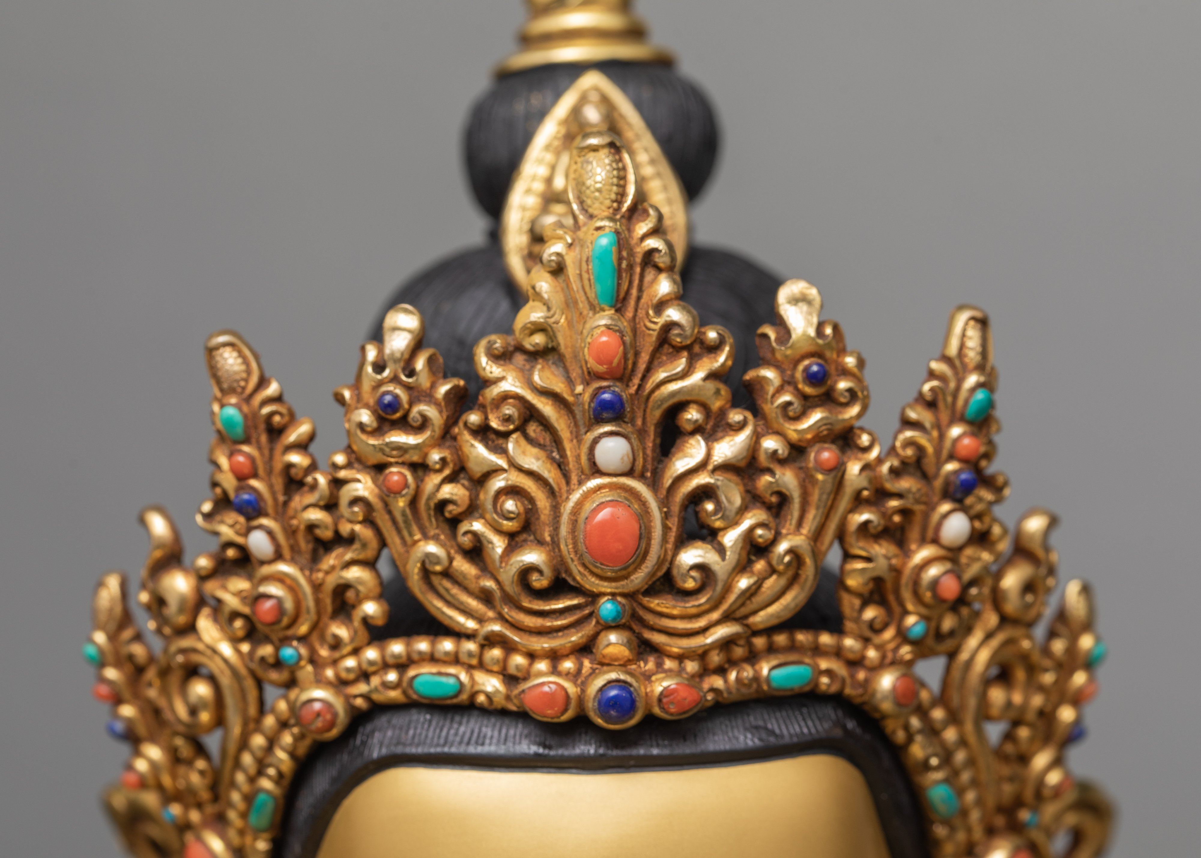 Chenrezig Statue, Beautifully Hand Carved Avalokiteshvara Statue, Traditional Gold Gilded