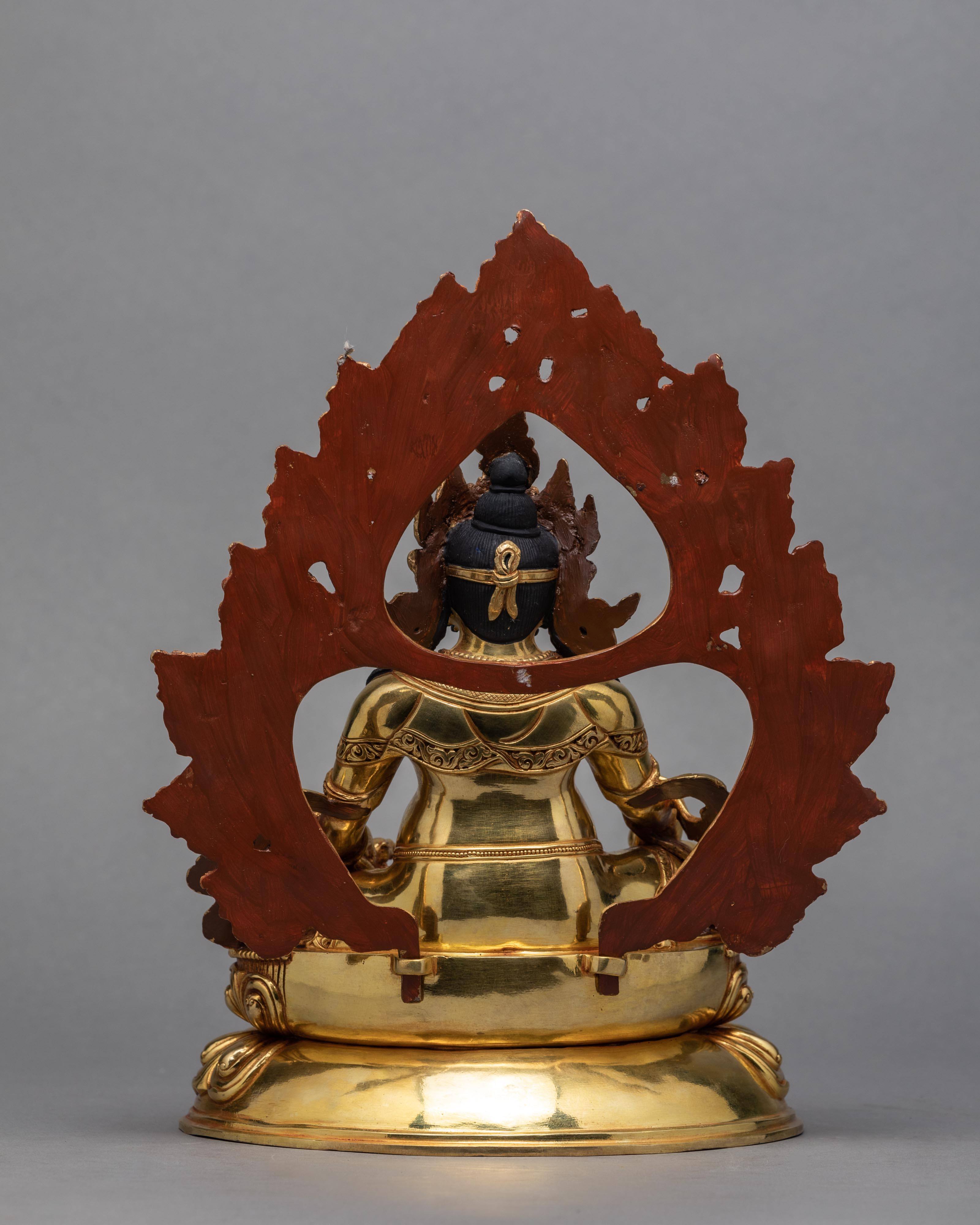 Dzambala Statue | Traditionally Hand Carved Gold Gilded Statue | Yellow Jambala