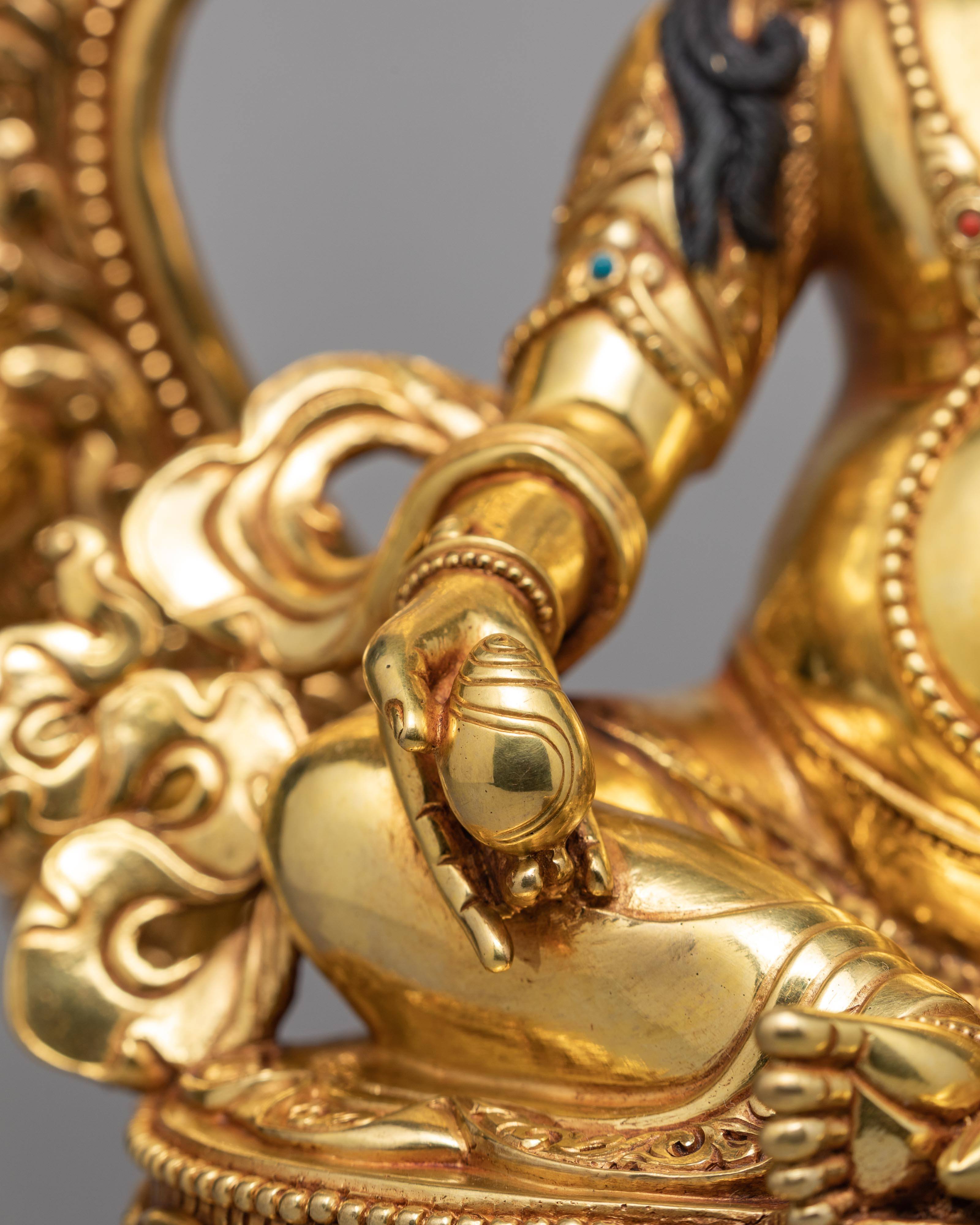 Dzambala Statue | Traditionally Hand Carved Gold Gilded Statue | Yellow Jambala