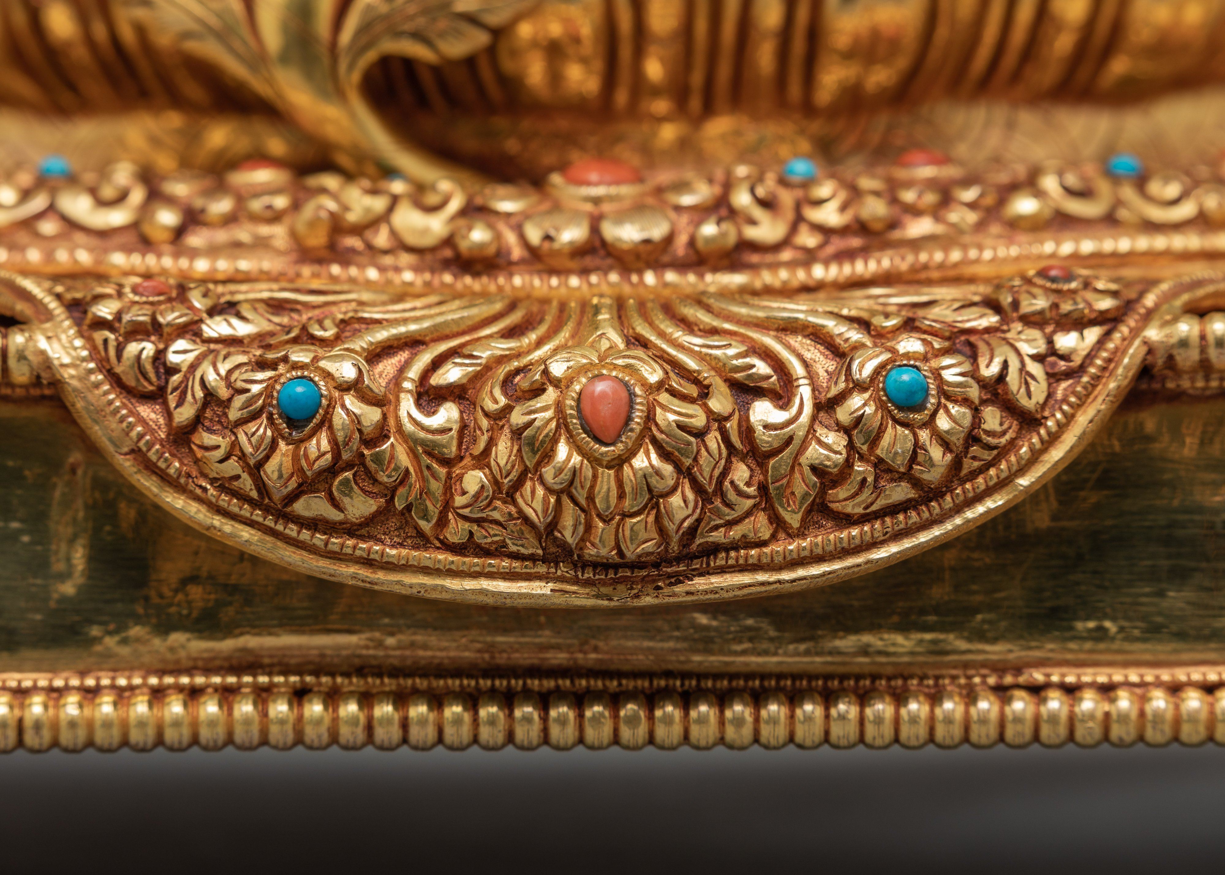 Dzambhala Statue | Jambala in Throne | 24K Gold Gilded Wealth Deity