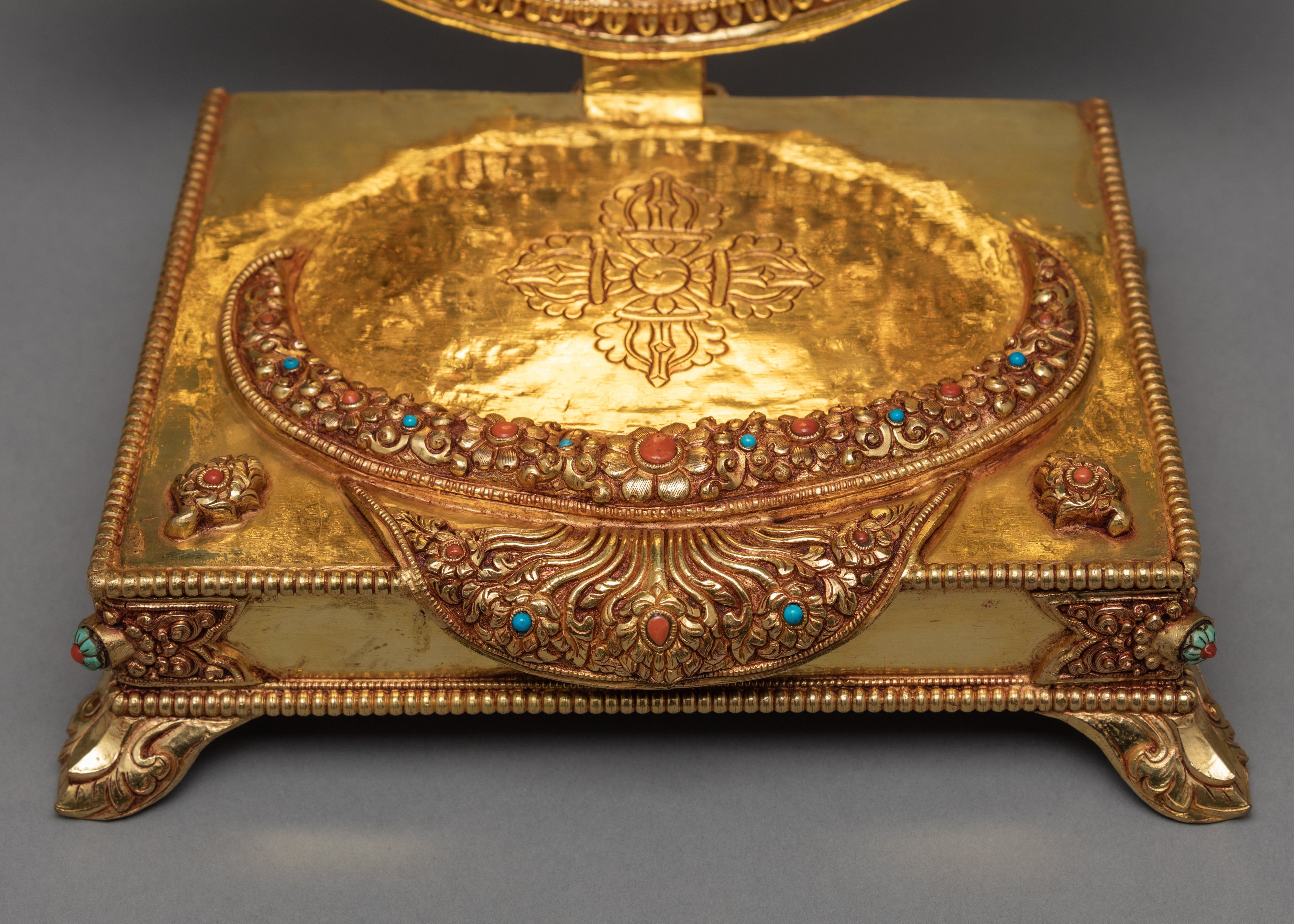 Dzambhala Statue | Jambala in Throne | 24K Gold Gilded Wealth Deity