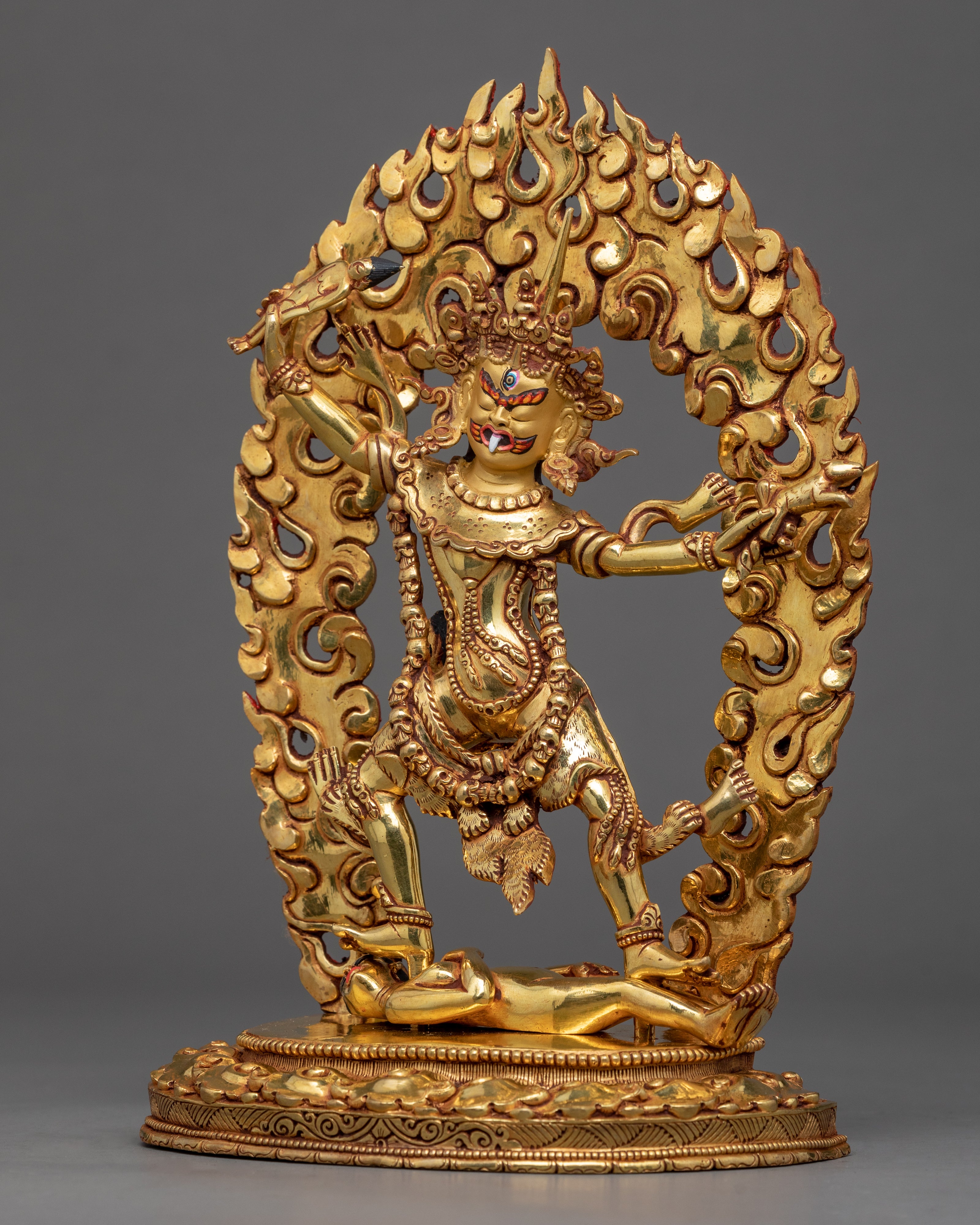 Ekajati Blue Tara | Traditional Hand Carved Statue | Gold Plated Tibetan Statue