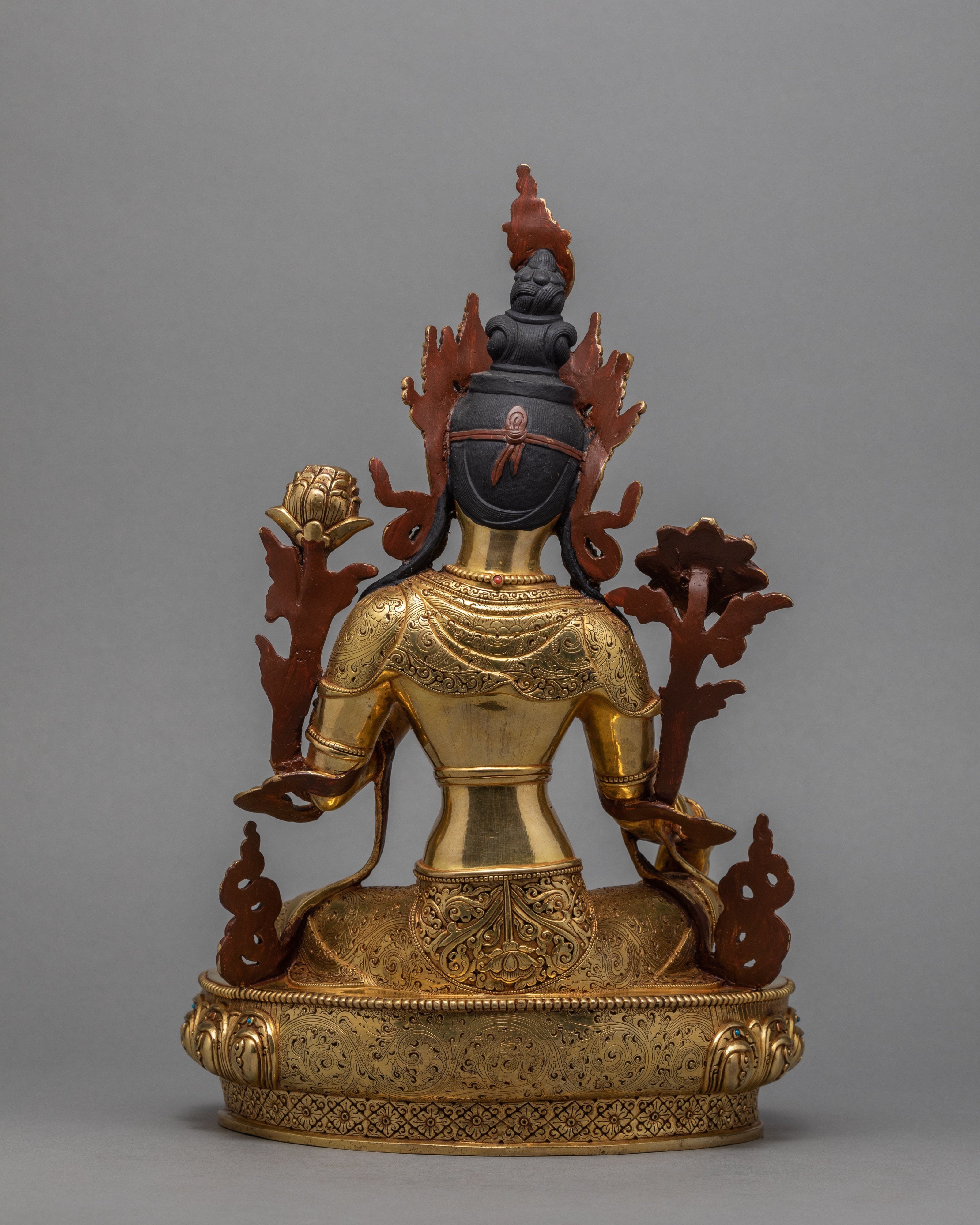 Green Tara Statue | Beautifully Hand-carved Mother Tara Statue | Traditional Himalayan Buddhist Art