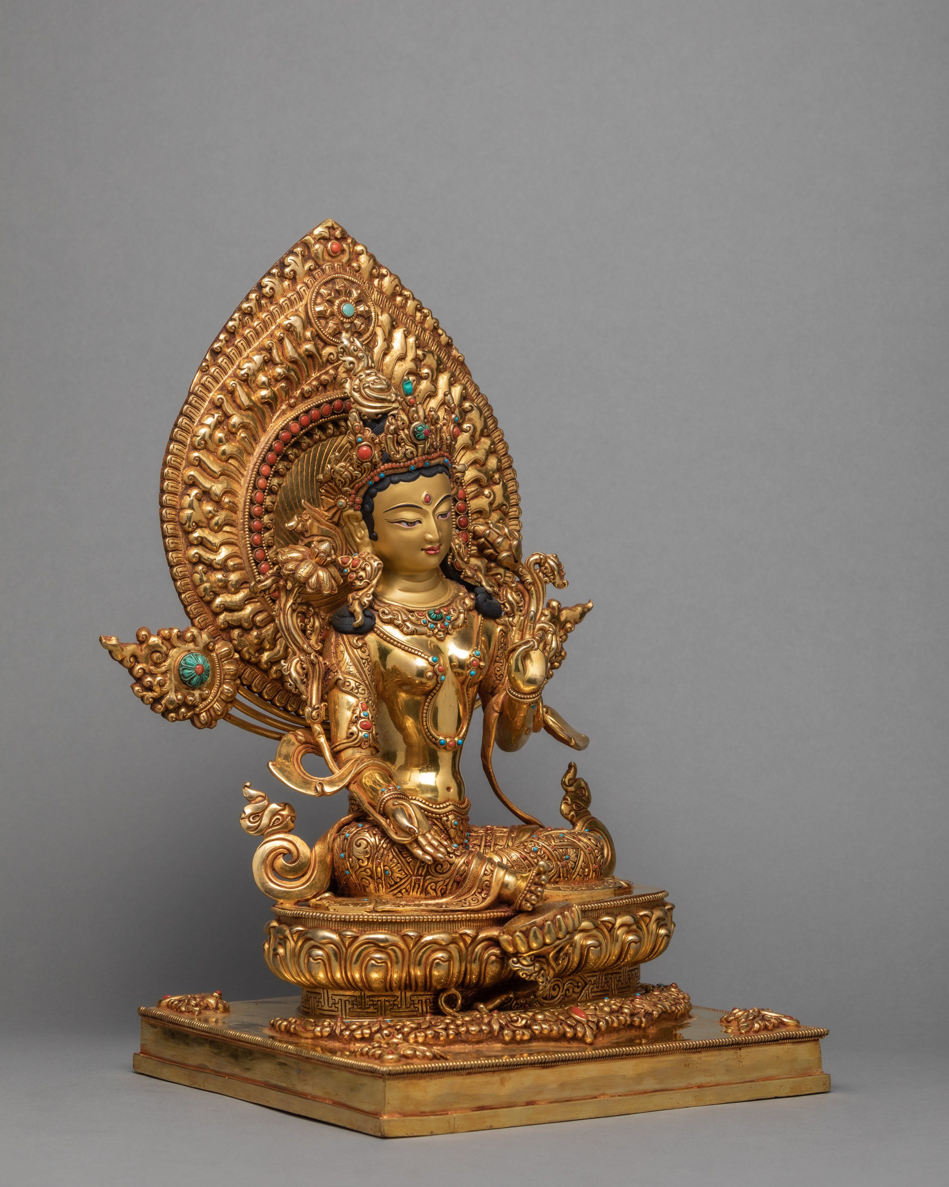 Tibeten Green Tara Goddess Statue | Beautifully Hand-carved Himalayan Art