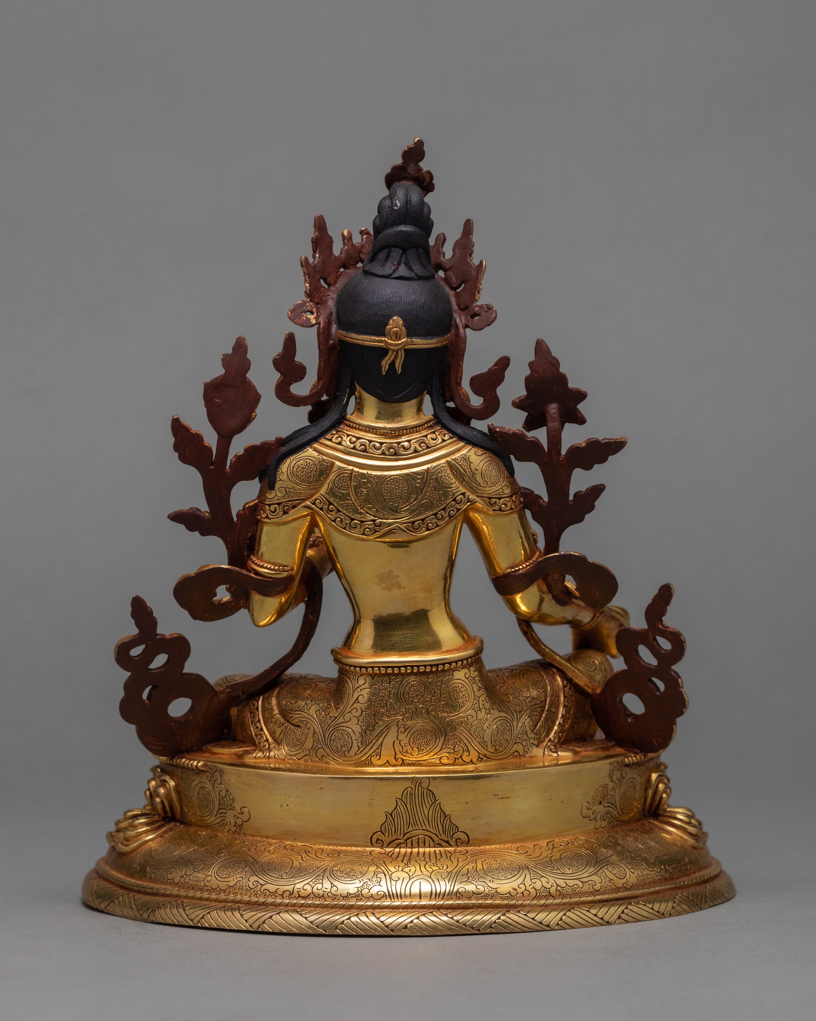 Green Tara Statue, Hand-made Tara and 24K Gold Gilded Statue
