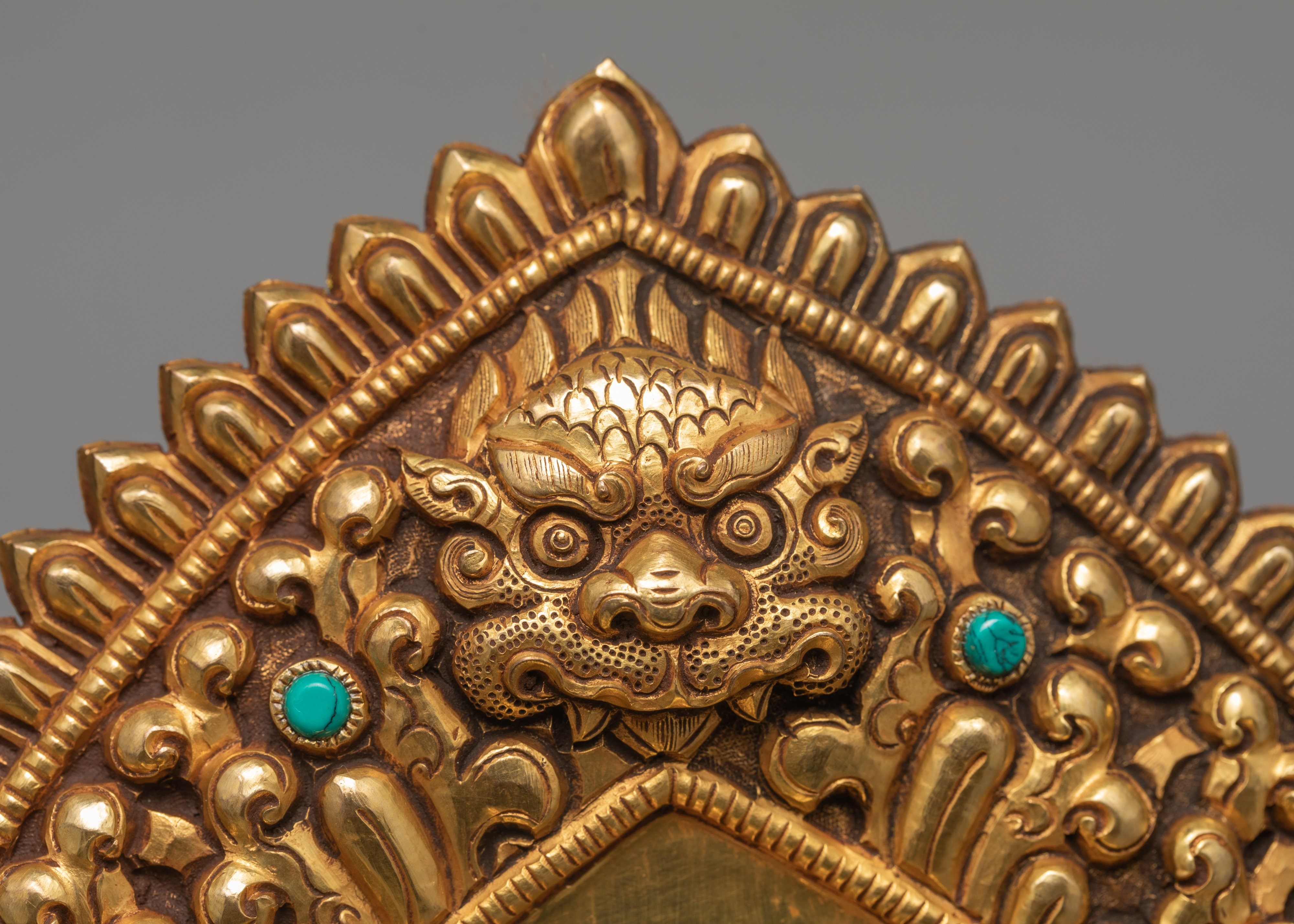 Green Tara Statue, Tara in Throne Statue, Hand-made and 24K Gold Gilded Art