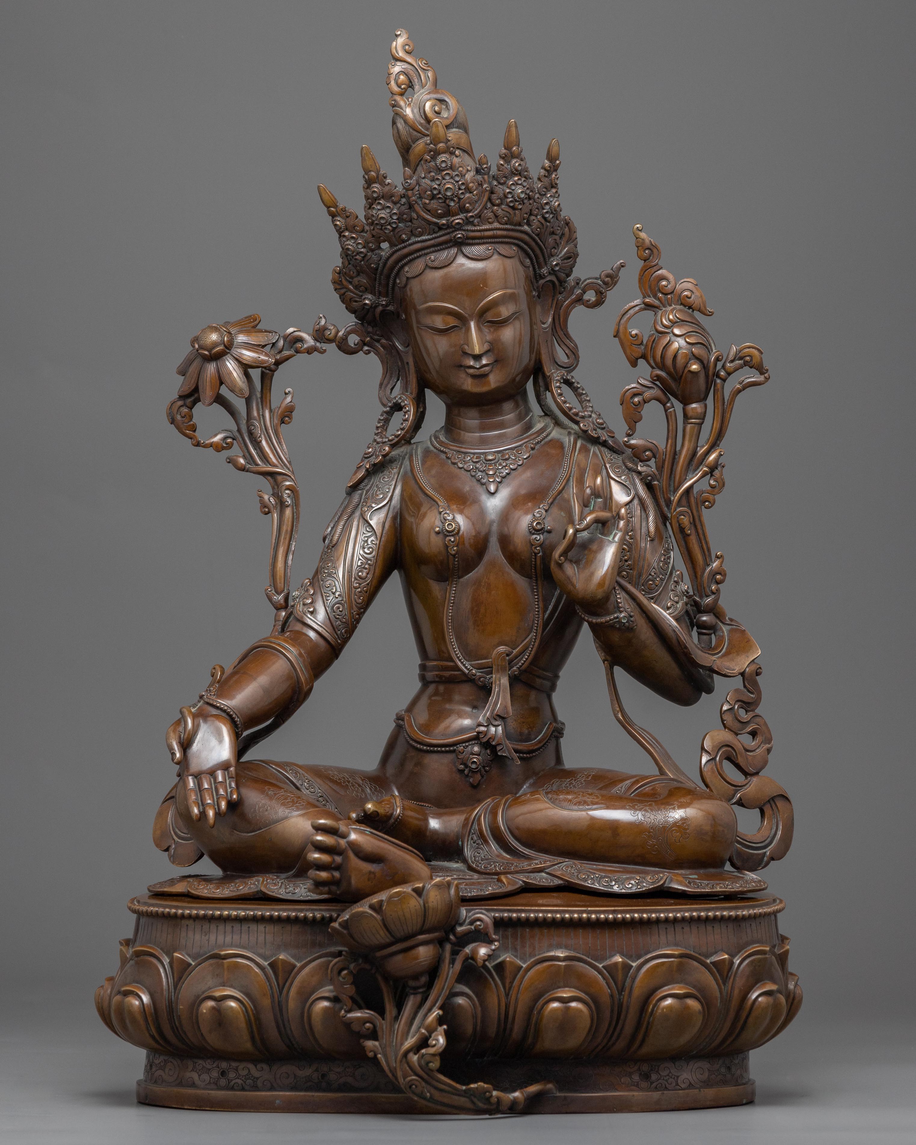 green tara bronze statue