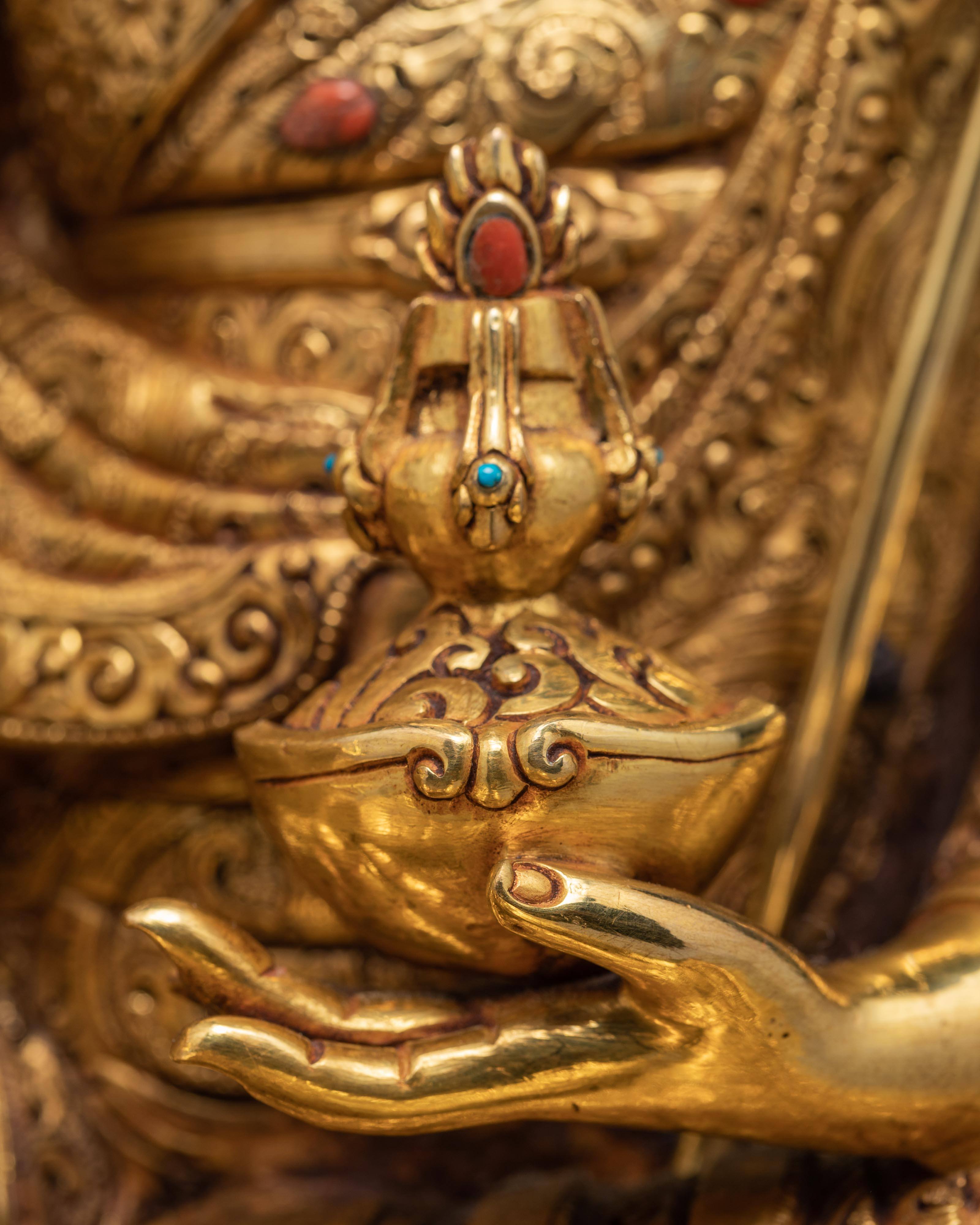 Guru Rinpoche Statue, 24K Gold Gilded Statue, Guru Padmasambhava