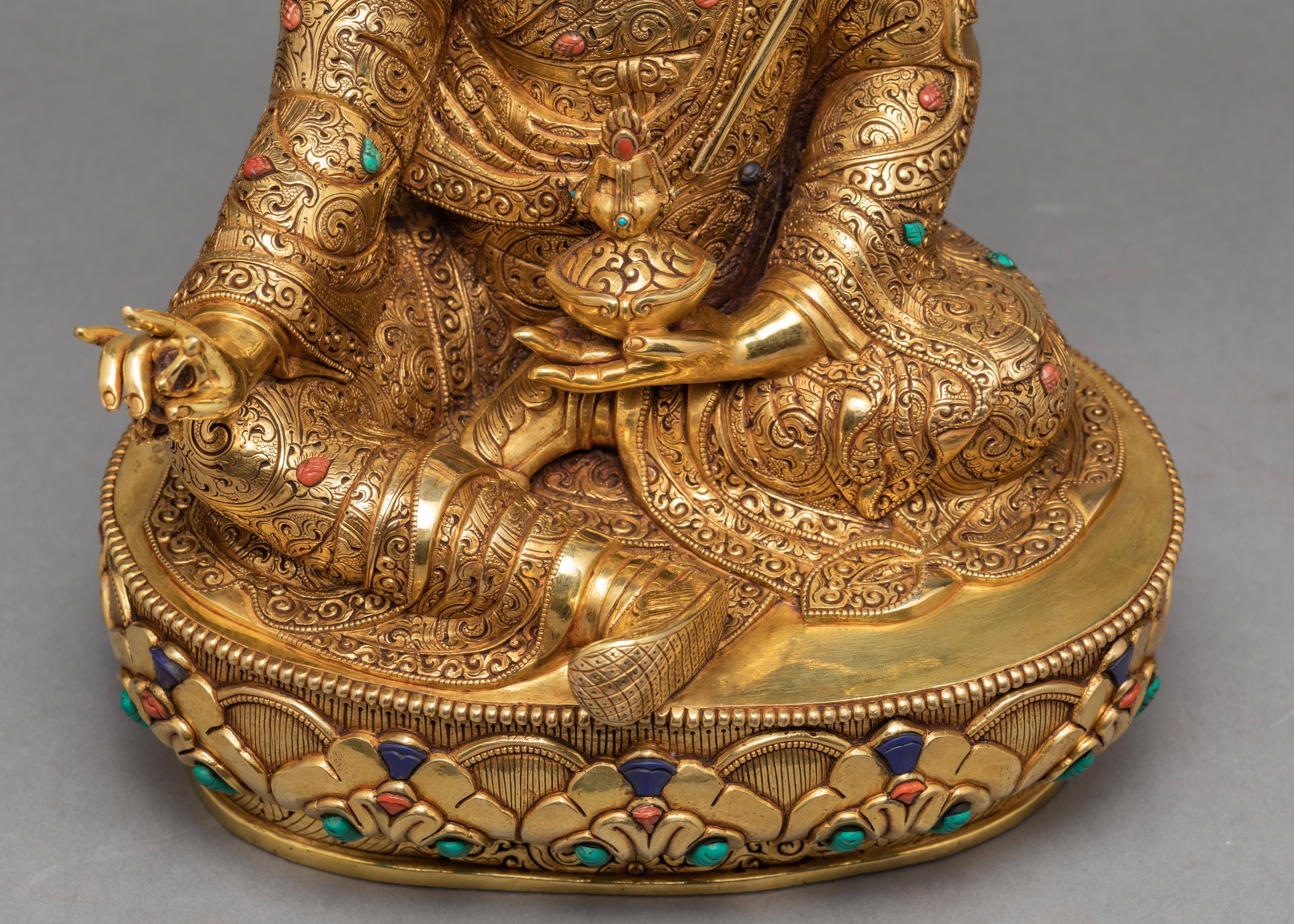 Guru Rinpoche Statue, 24K Gold Gilded Statue, Guru Padmasambhava