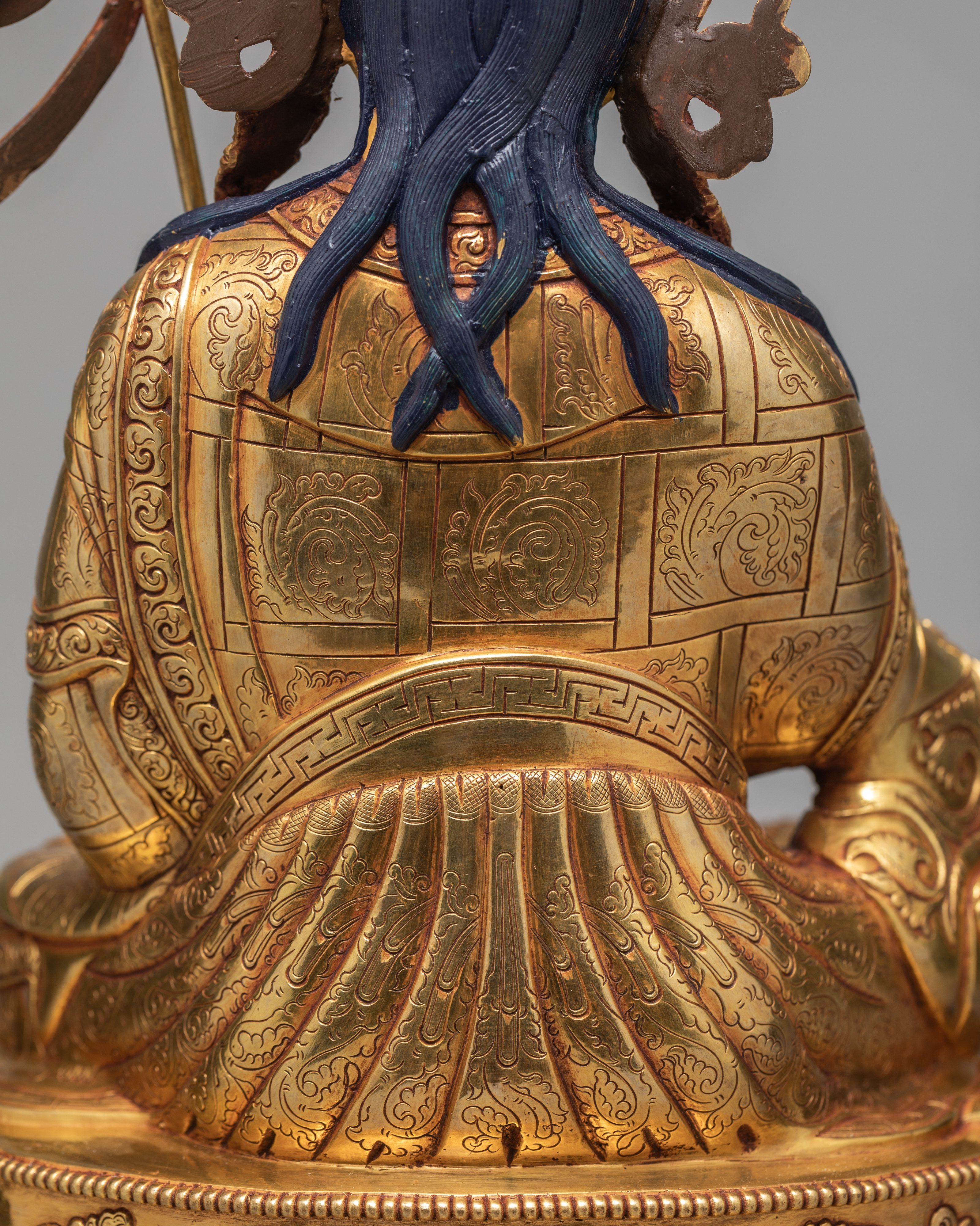 Guru Rinpoche Statue, Guru Padmasambhava, 24K Gold Gilded Guru Statue