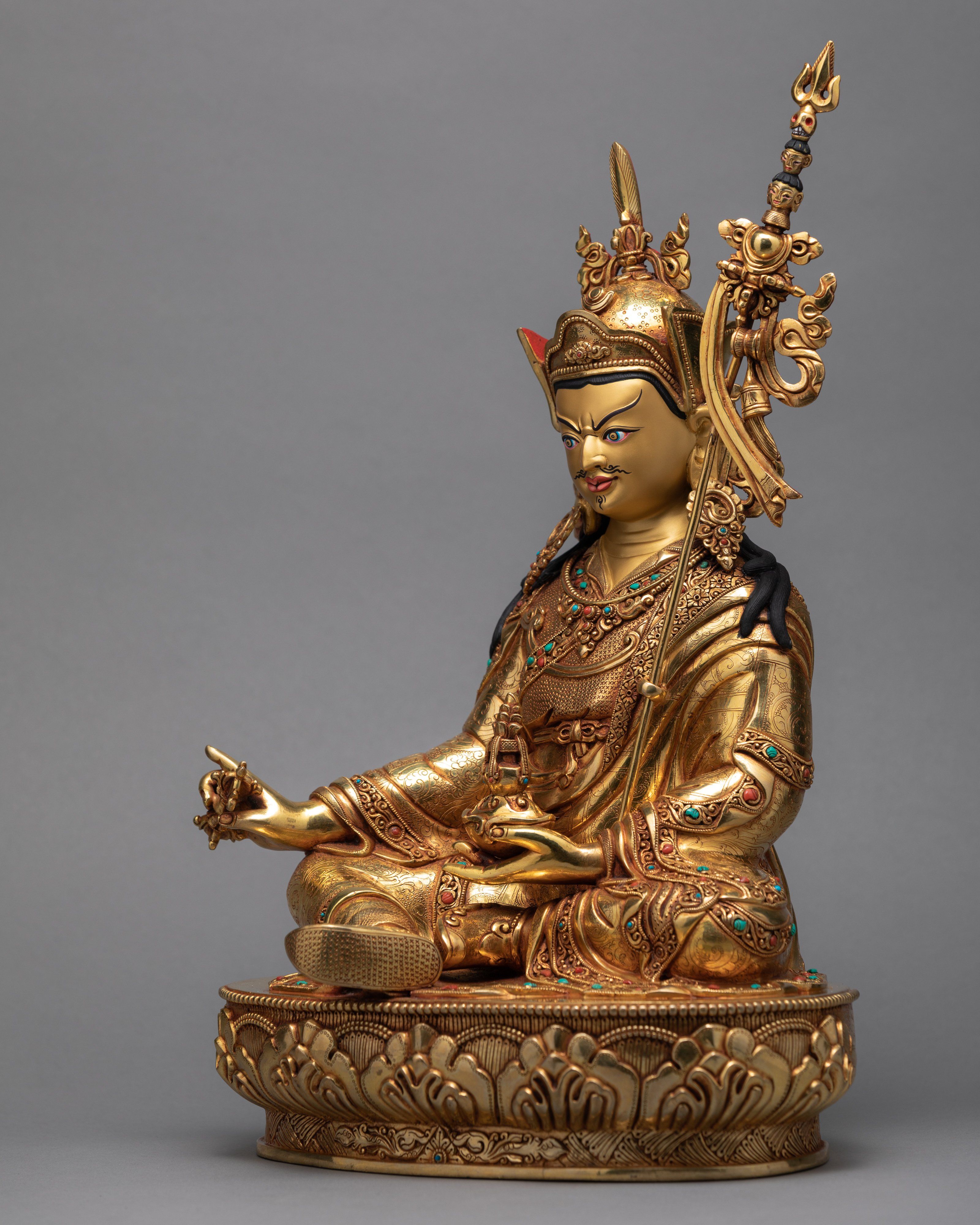 Guru Rinpoche Statue | Gold Gilded Padmasambhava Sculpture
