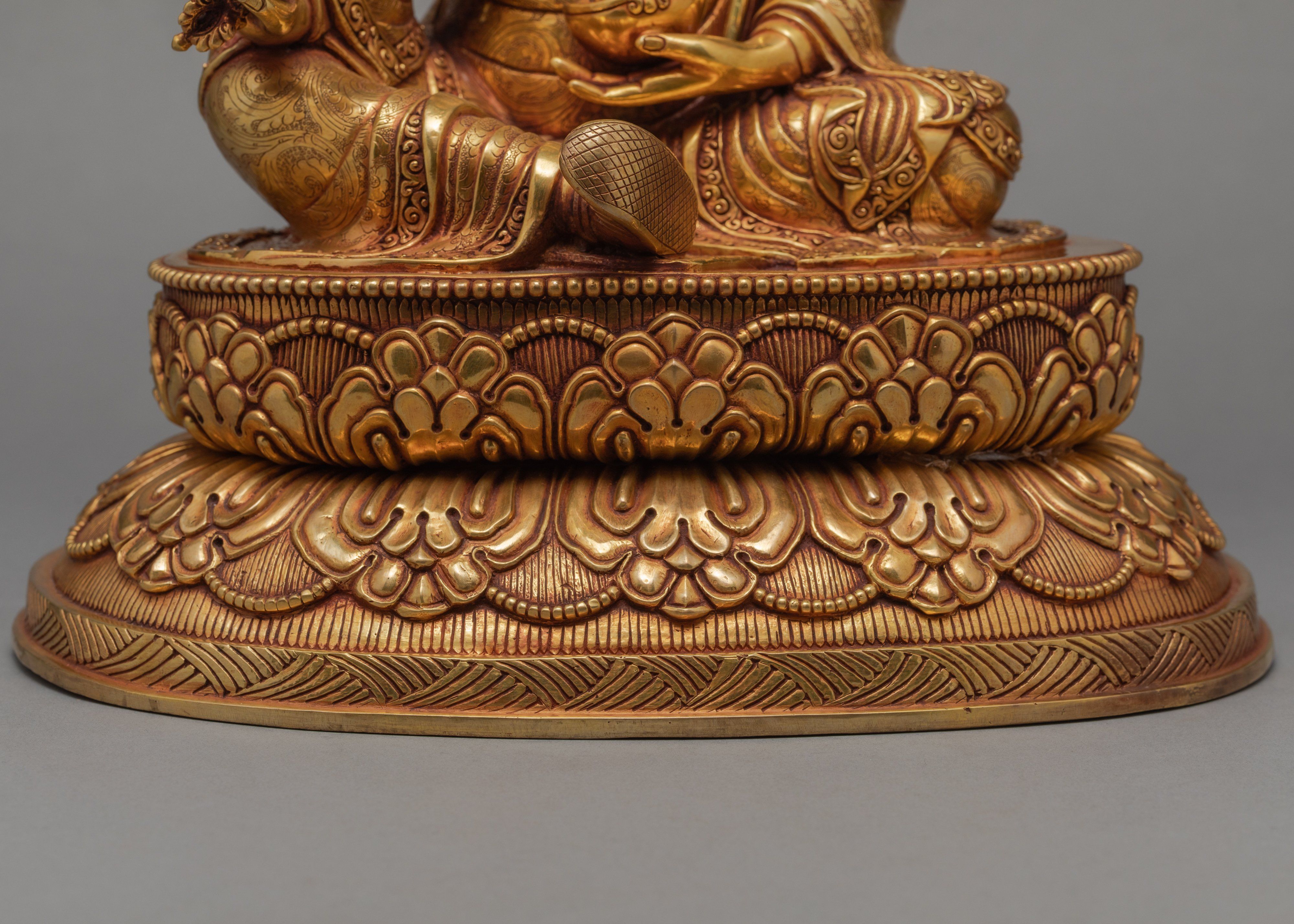 Guru Rinpoche Statue, Hand-made Guru Padmasambhava Statue, 24K Gold Plated