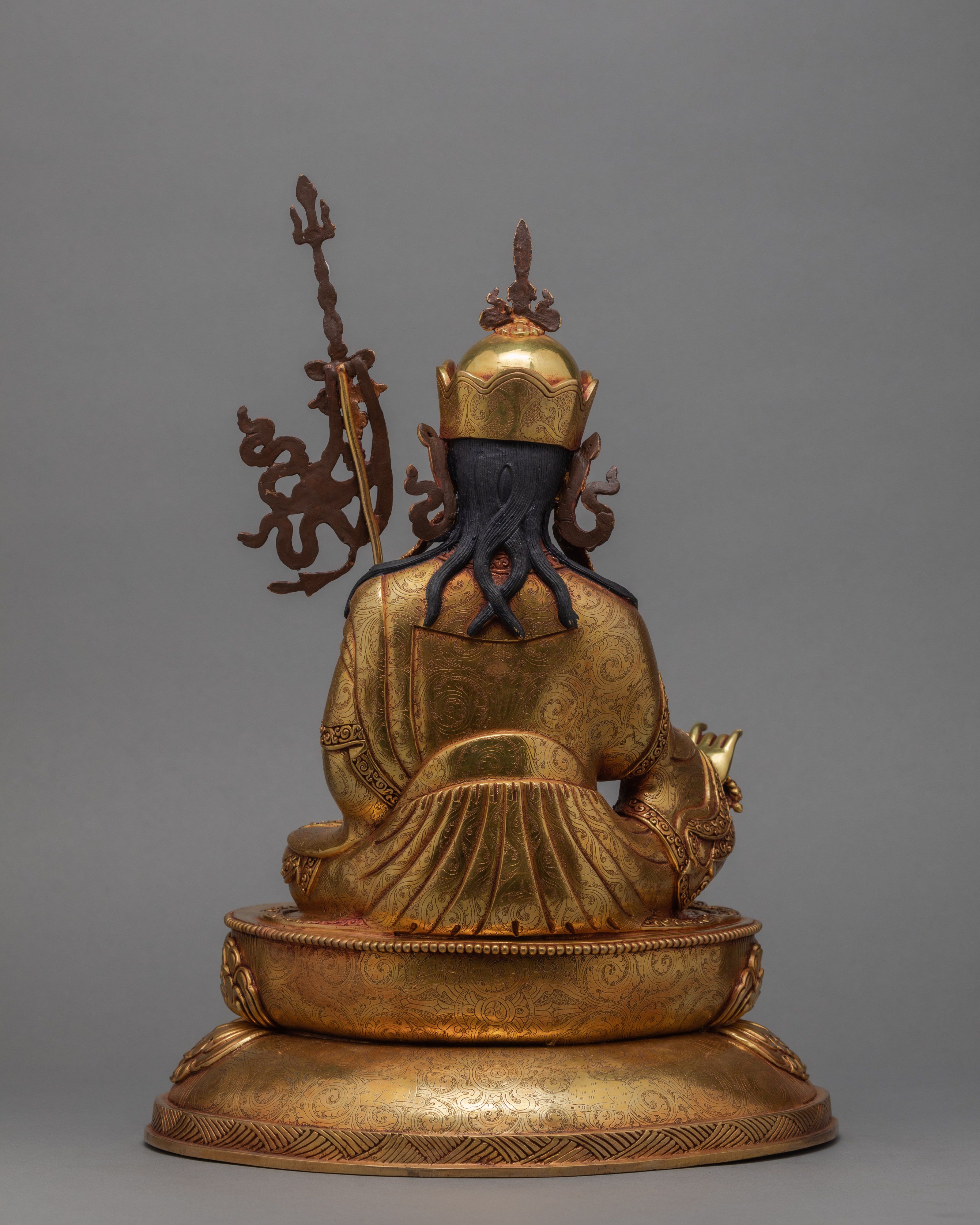 Guru Rinpoche Statue, Hand-made Guru Padmasambhava Statue, 24K Gold Plated