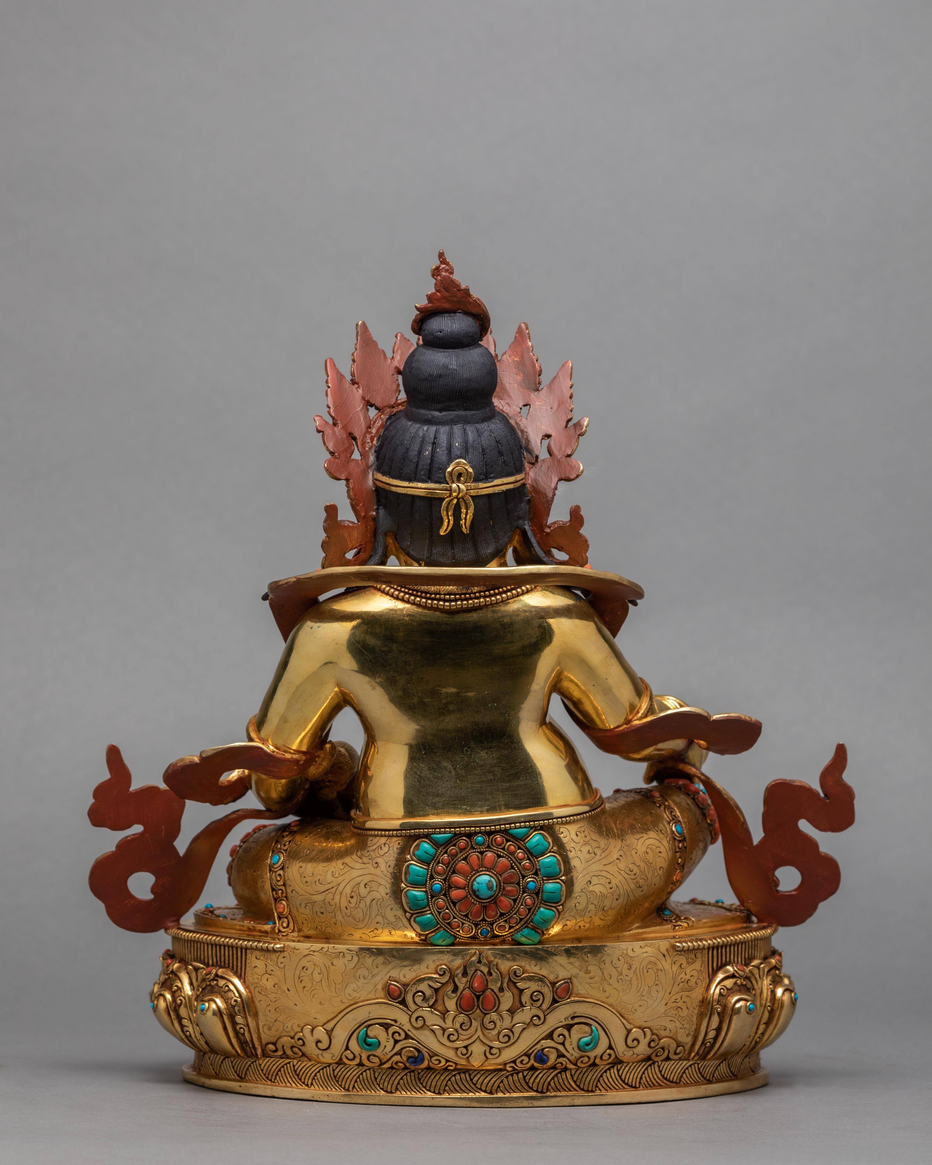 Jambala Statue | Purely 24k Gold Gilded Statue | Bodhisattva Yellow Dzambala