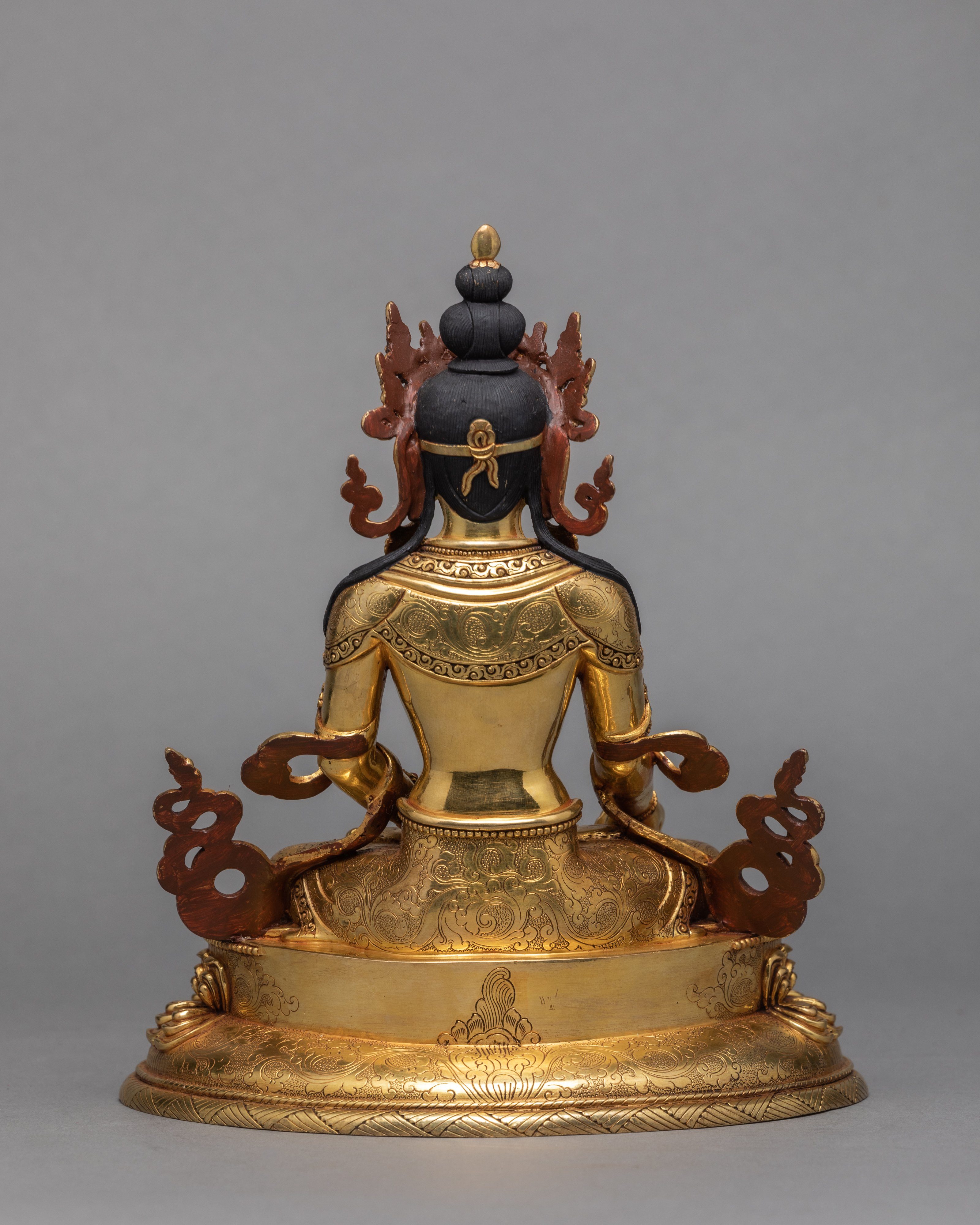 Ksitigarbha Statue | Hand Carved Bodhisattva Ksitigarbha Statue | 24K Pure Gold Gilded