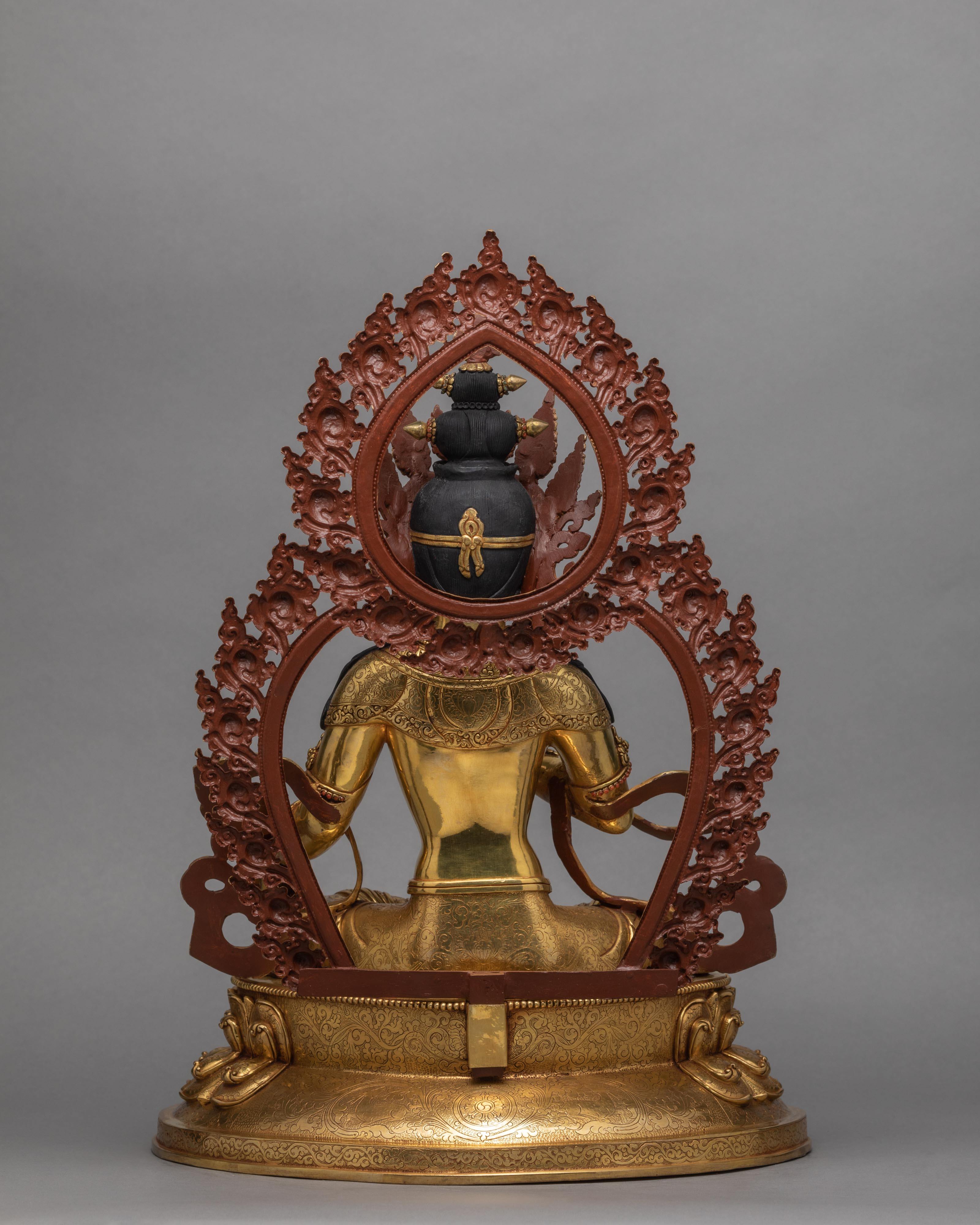 Ksitigarbha Statue | 24K Pure Gold Gilded Bodhisattva Statue | Handmade Ksitigarbha Statue