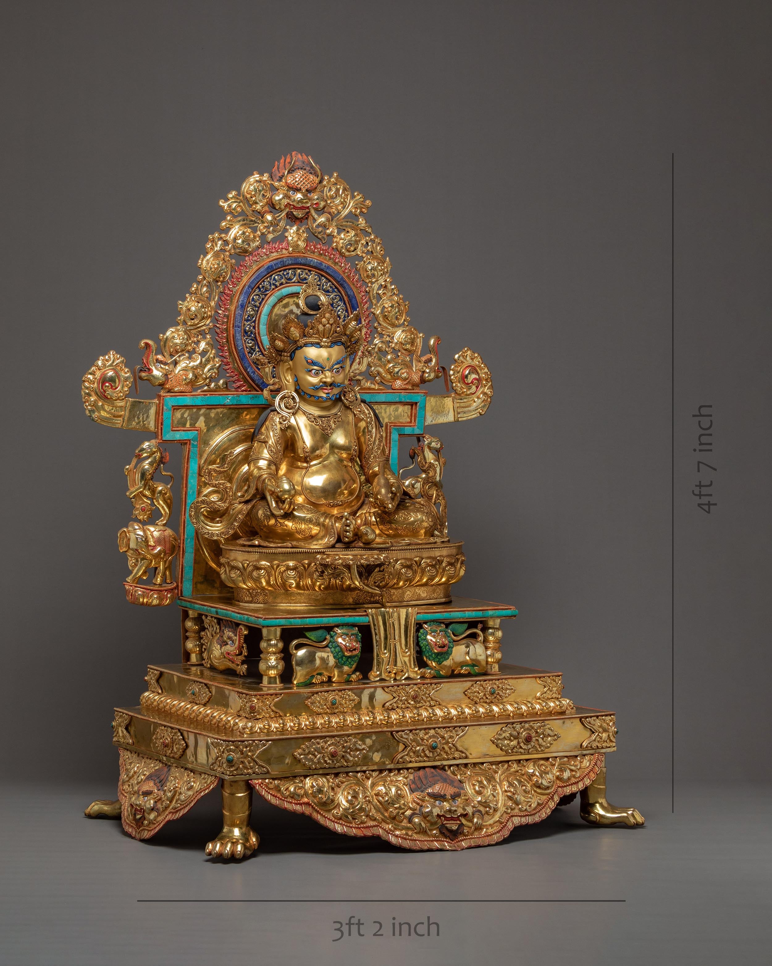 Magnificently Hand Curated Life Size Statue of Dzambhala, The Wealth Deity