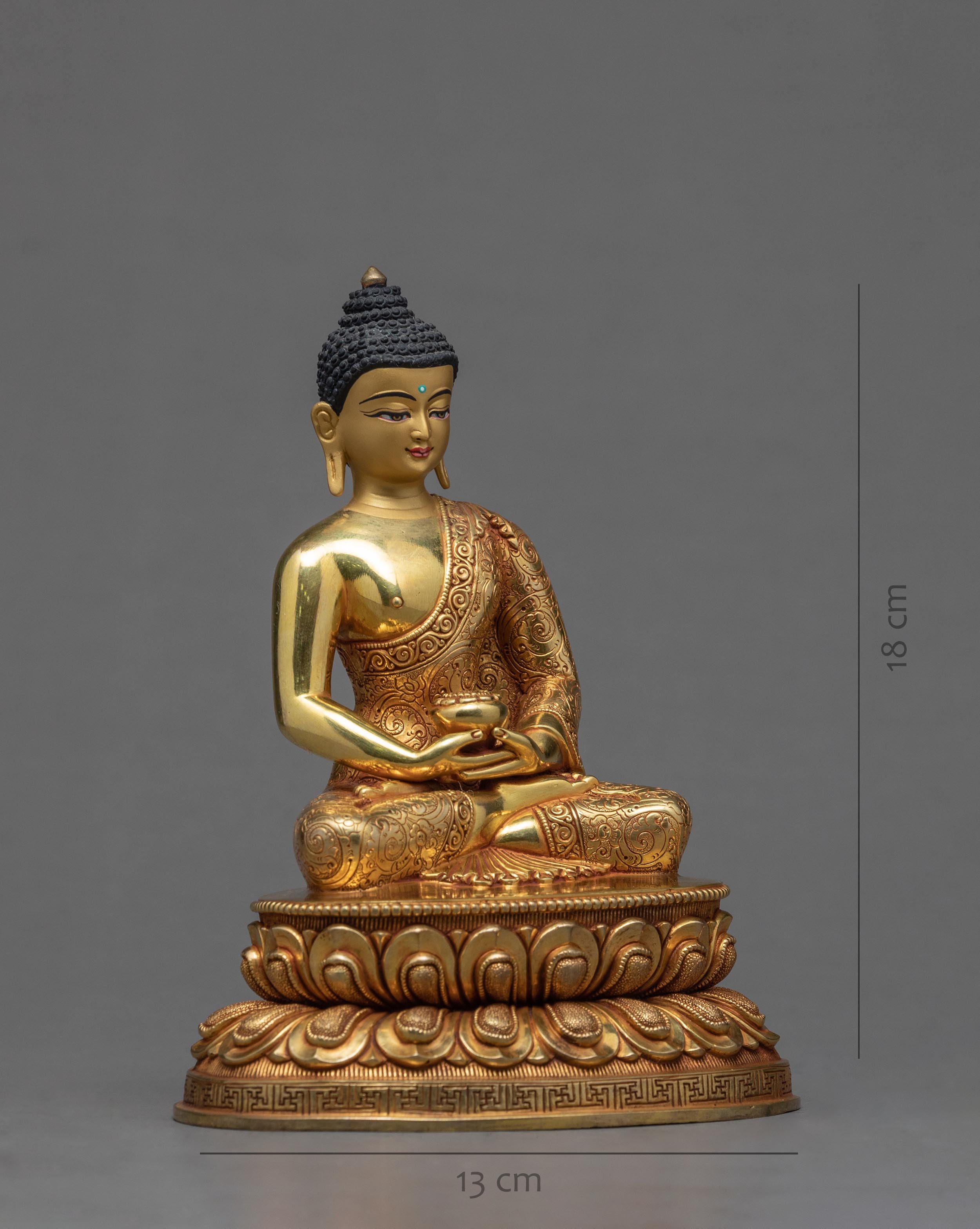 24K Gold Namo Amitabha Statue | Tibetan Buddha Sculpture