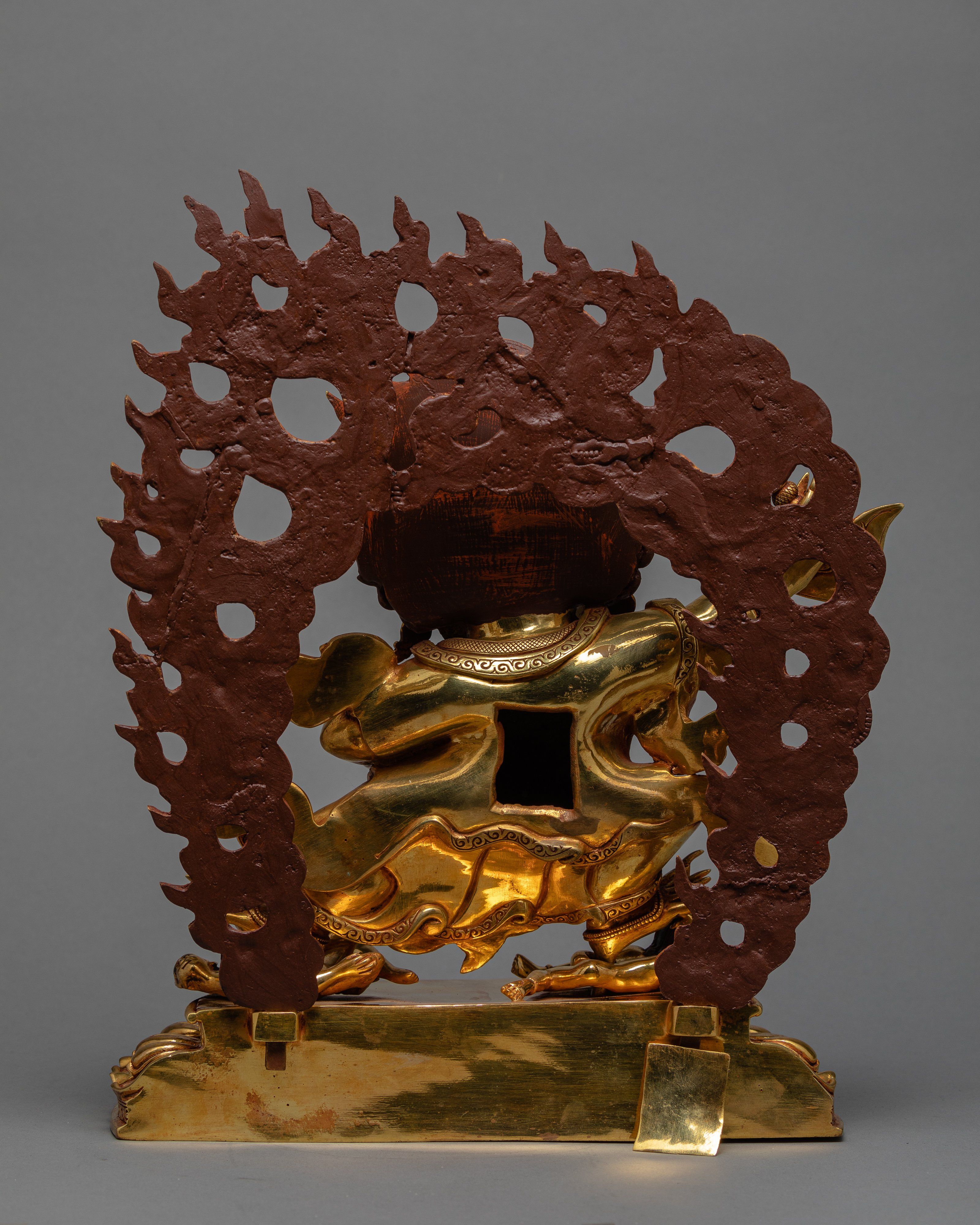 Mahakala Bernagchen, Hand Carved Gold Statue of Mahakala (Kagyu Tradition)