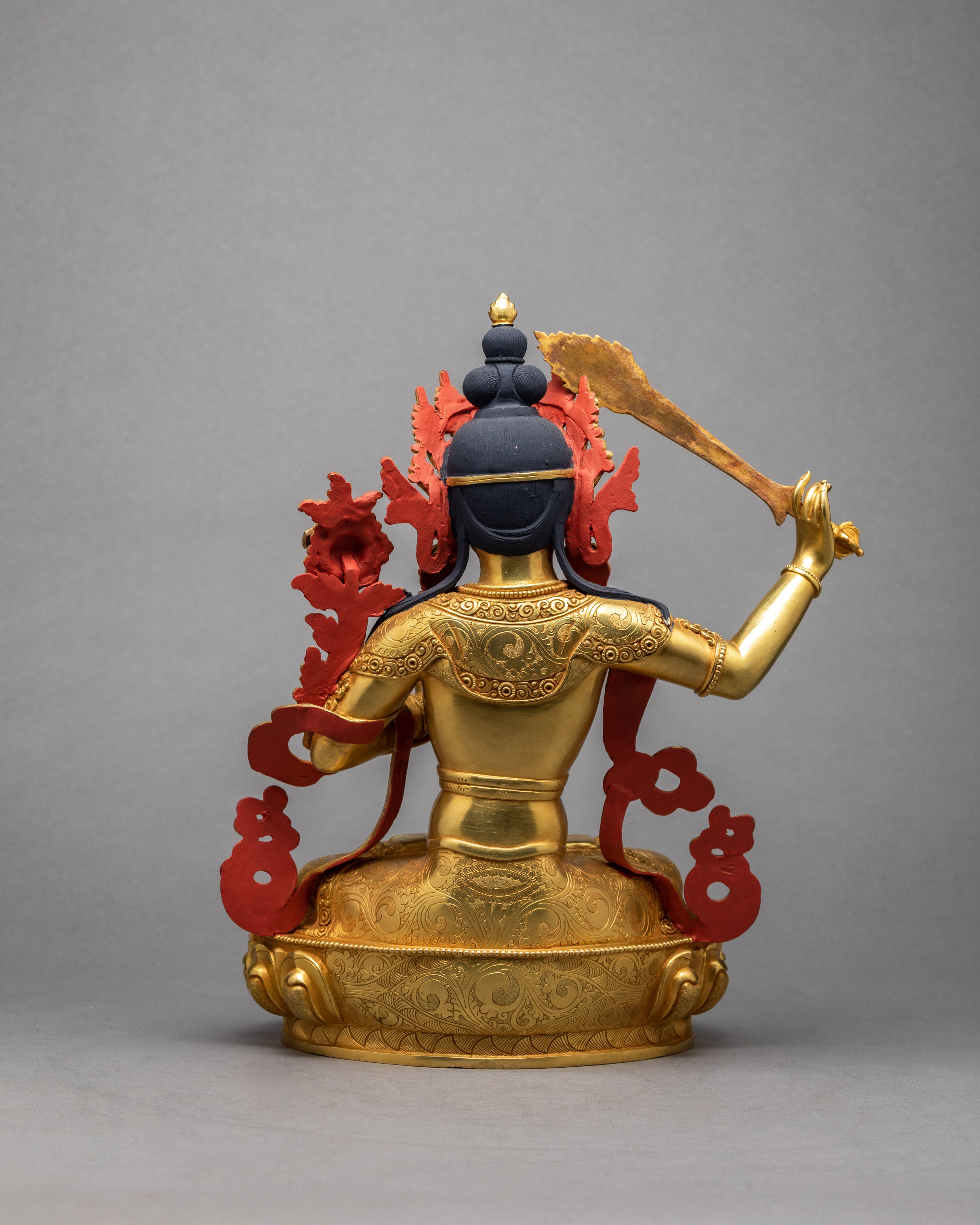 Manjushri | Bodhisattva Statue | Himalayan Statue Coated With Pure 24K Gold