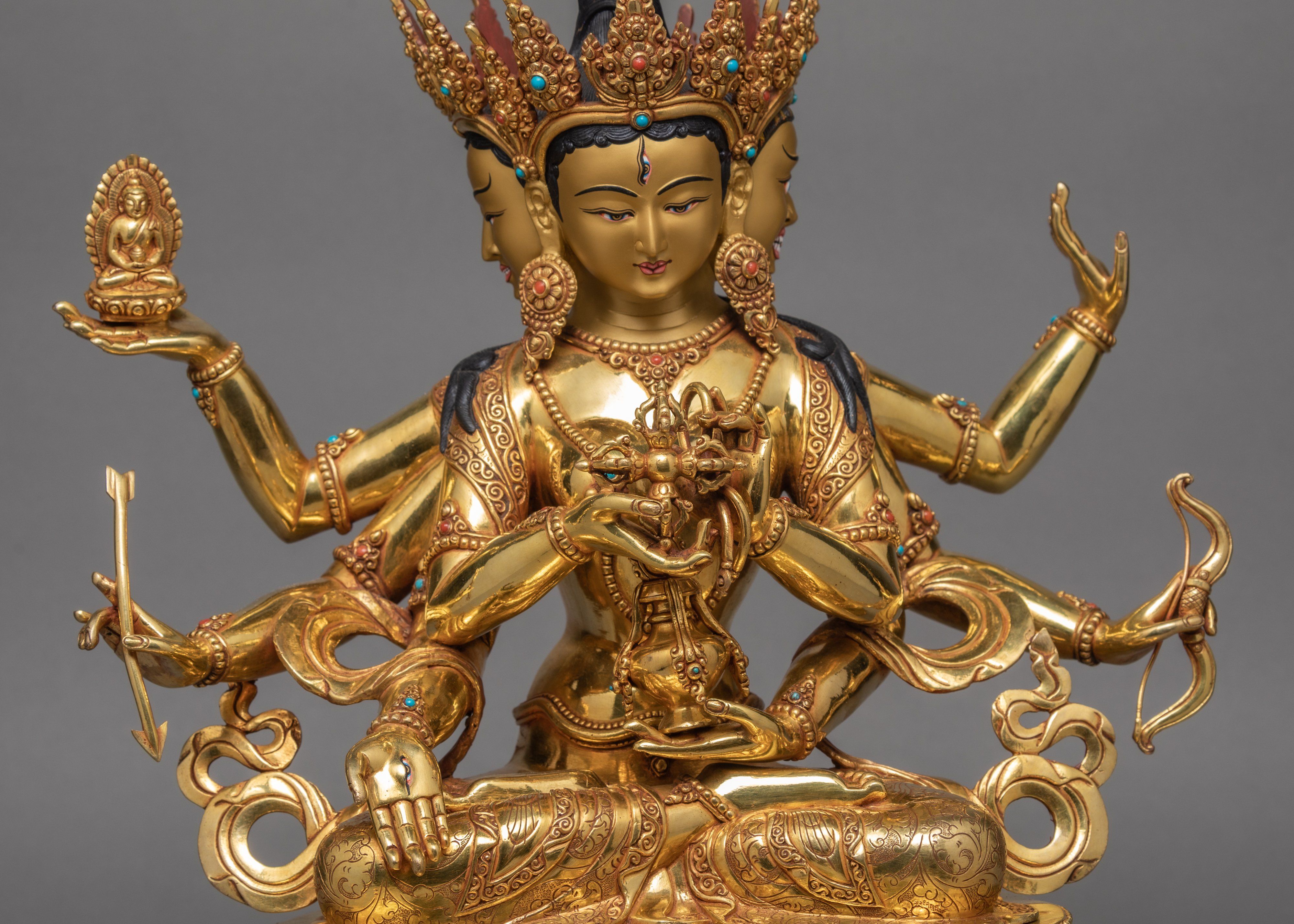 Namgyalma Statue, Ushnishavijaya, Handmade 24k Gold Tibetan Buddhist Statue