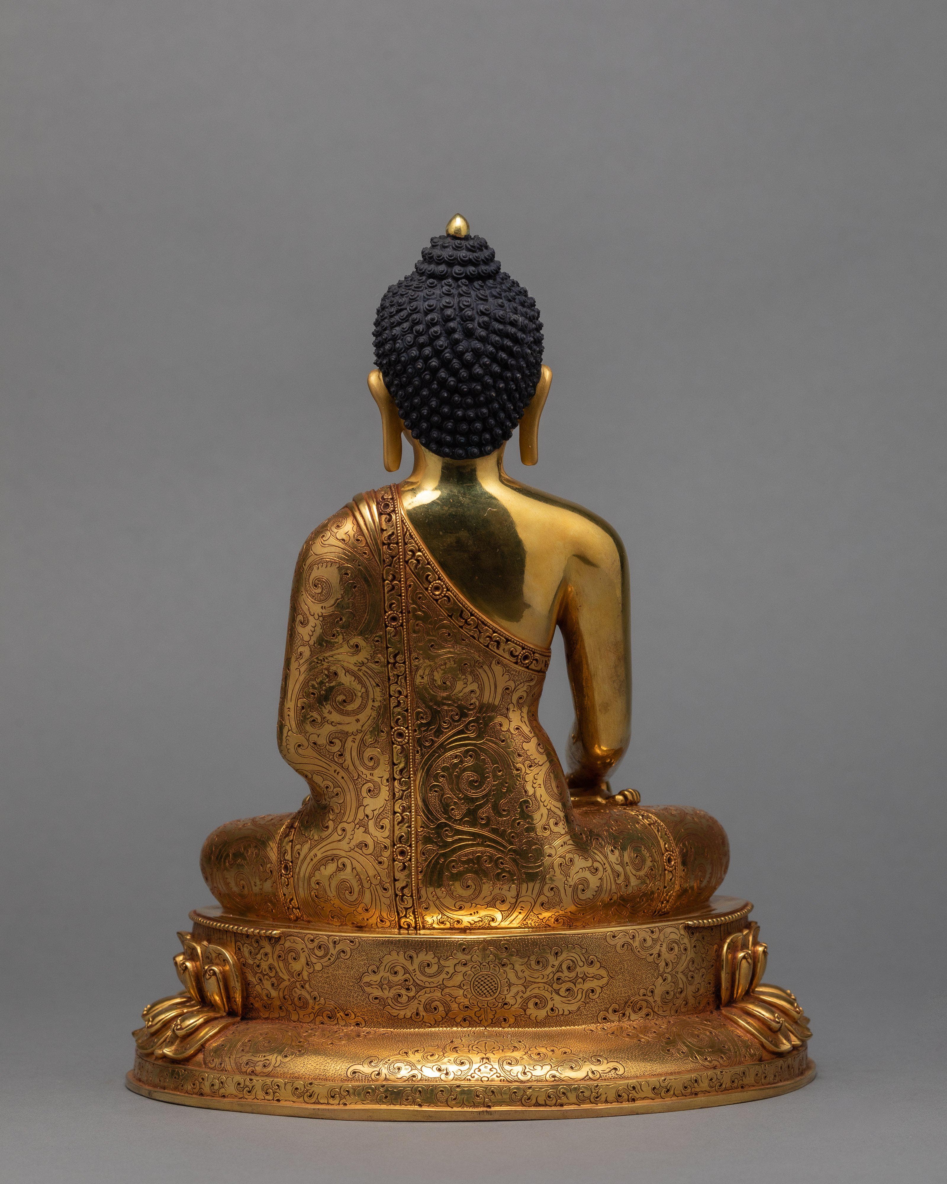 Stunning Shakyamuni Buddha Statue, Traditionally Gilded in 24K Gold, Buddha Art