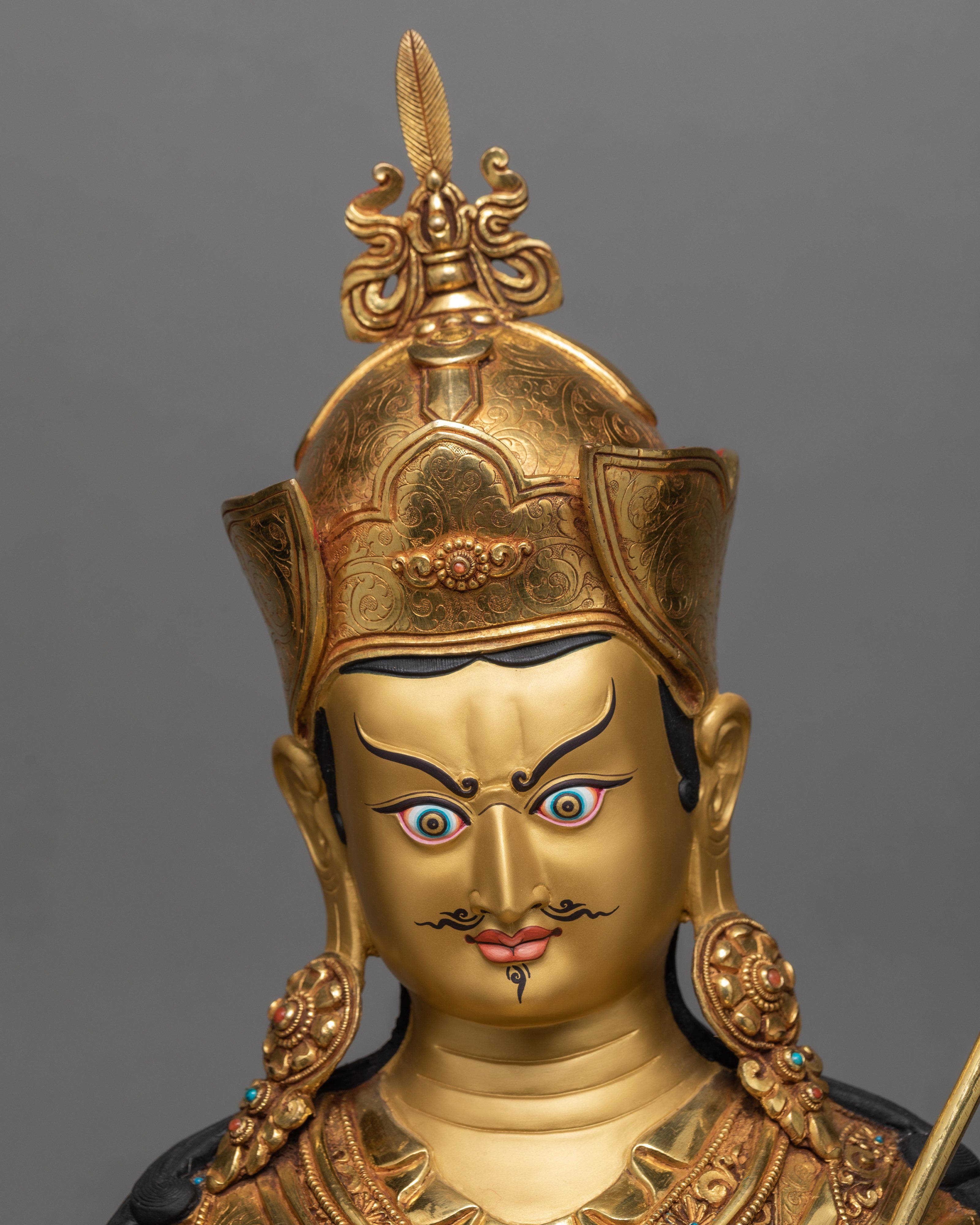 Tso Pema Guru Rinpoche Statue, 24K Gold Gilded Statue of Guru Padmasambhava