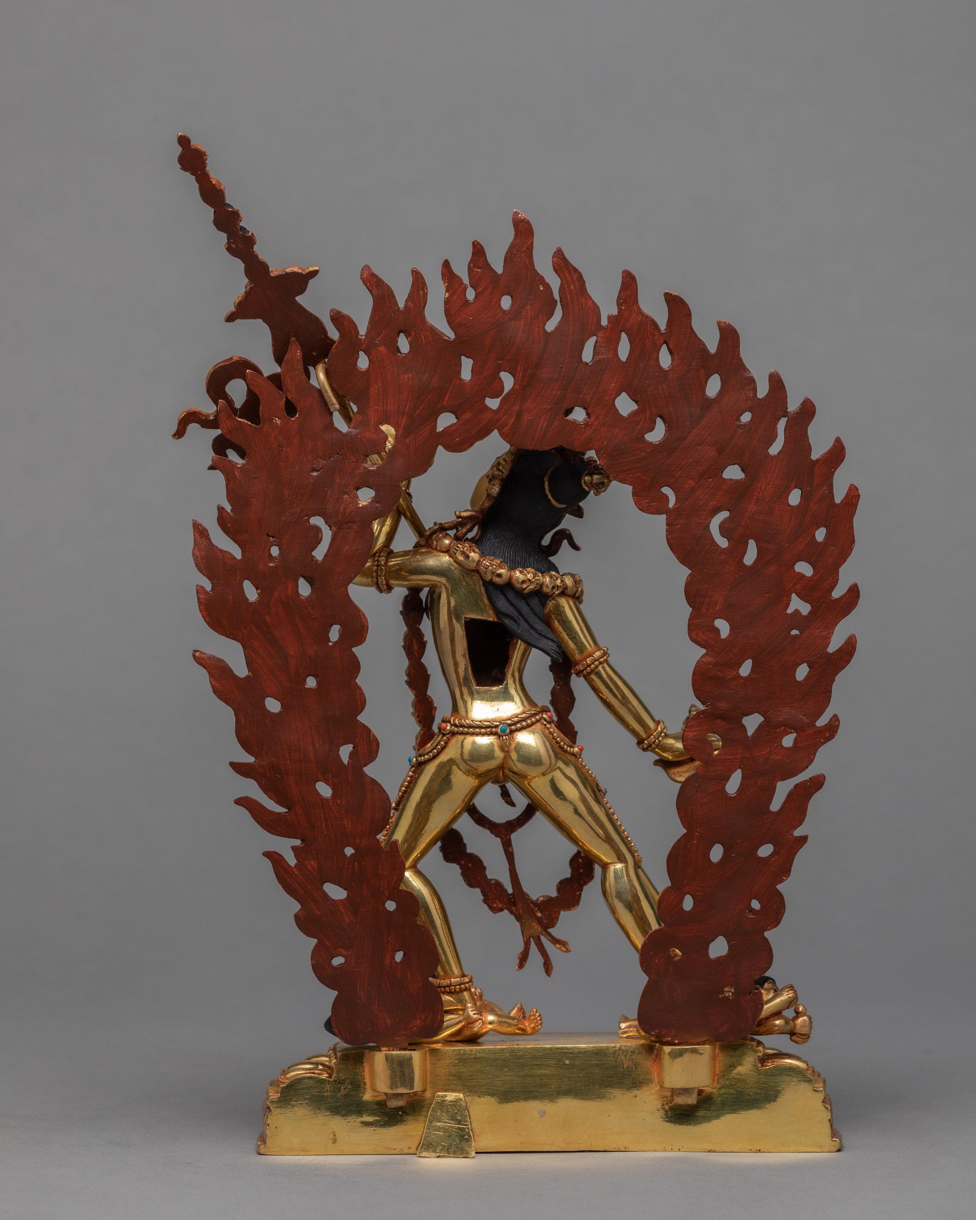 Vajrayogini Statue, Traditionally Hand Carved Dakini Statue Gilded in 24K Gold
